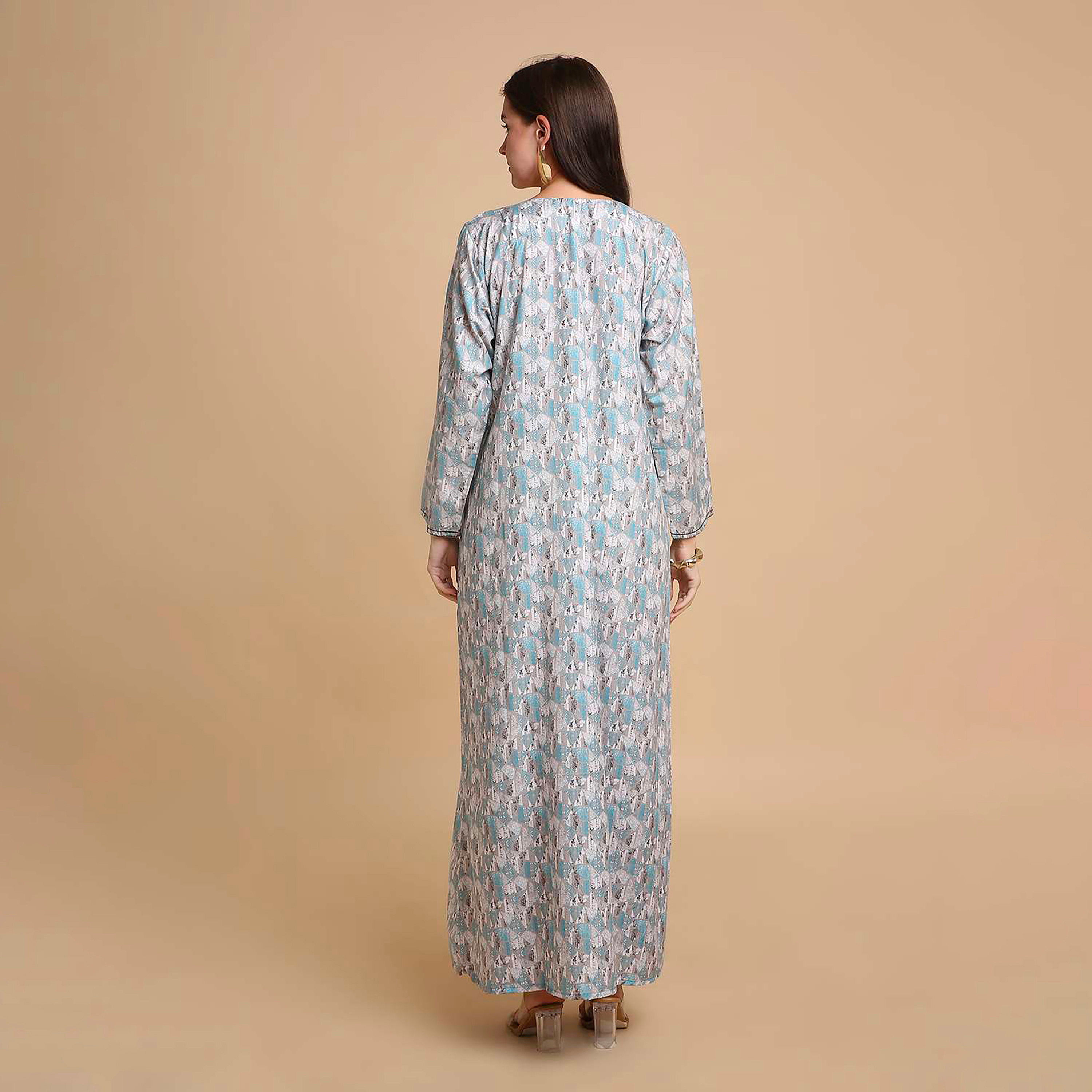 جلابية نسائية بطبعة أشكال هندسية من هانا اند سارة-women-arabicclothing-jalabiyas-image-10