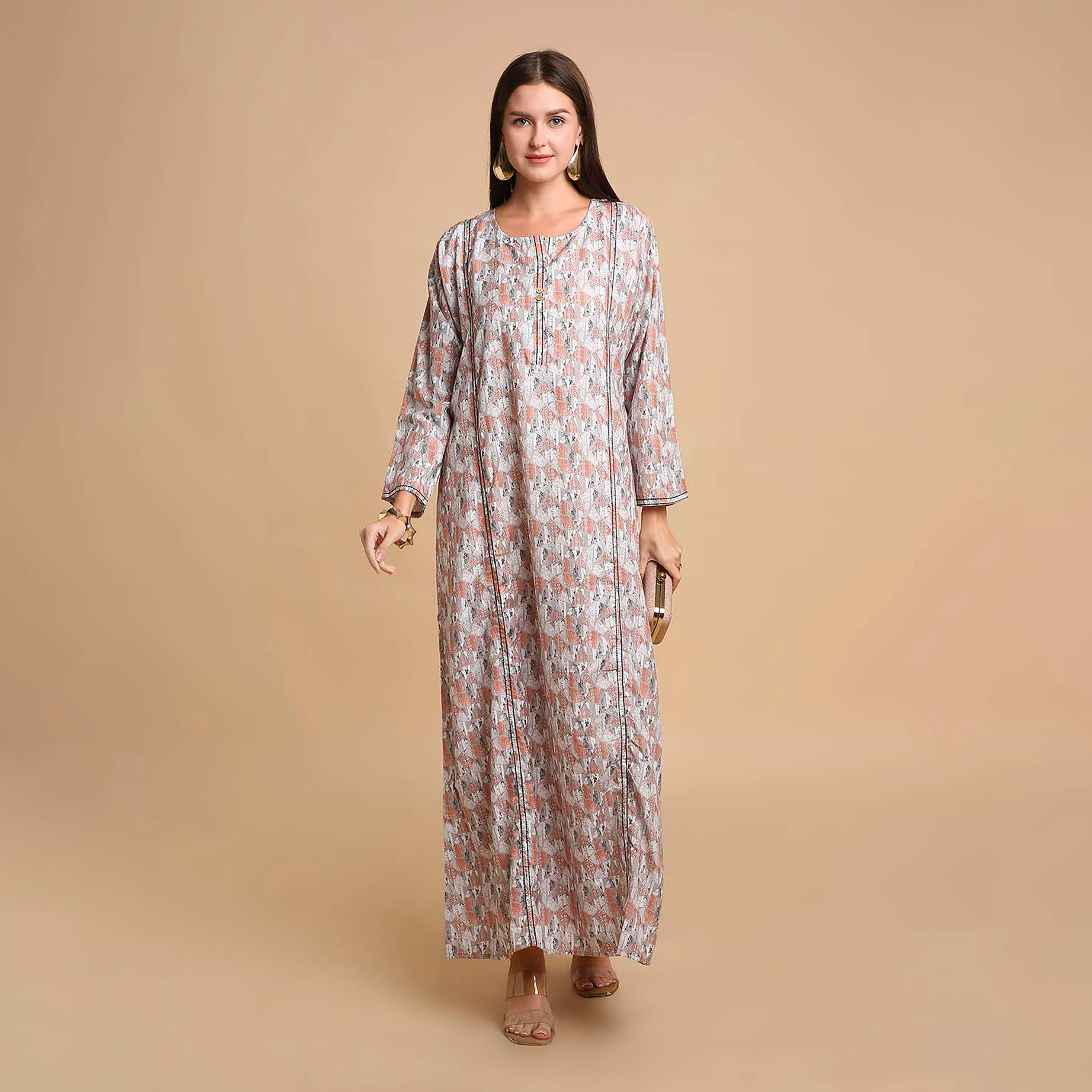 جلابية نسائية بطبعة أشكال هندسية من هانا اند سارة-women-arabicclothing-jalabiyas-image-11