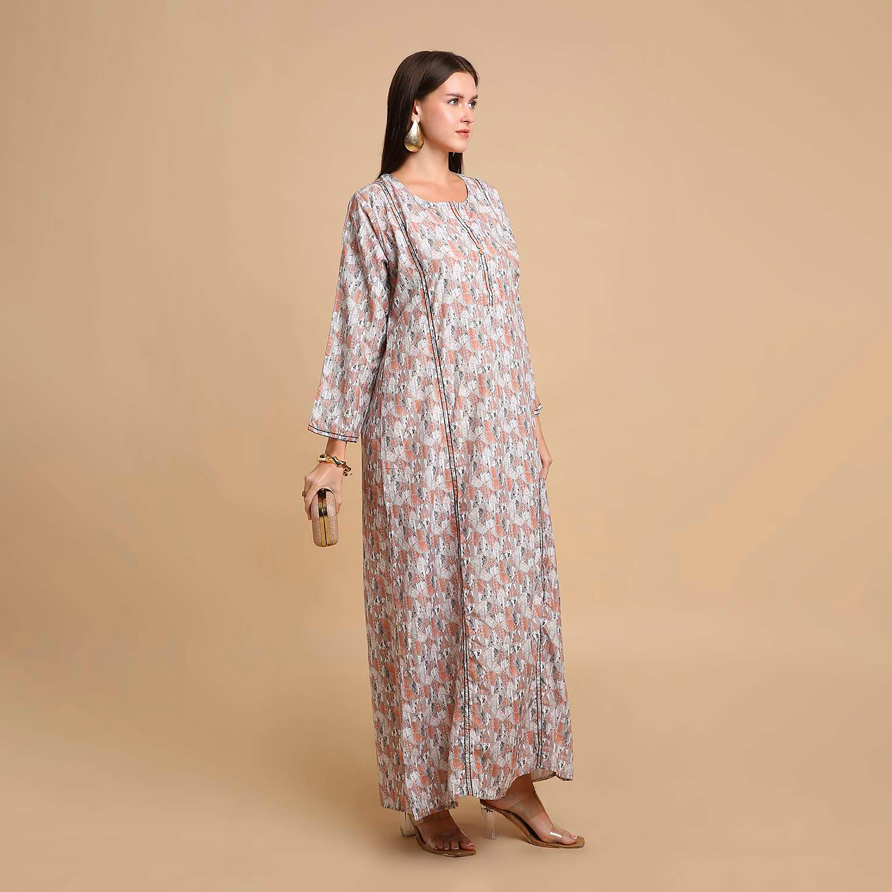 جلابية نسائية بطبعة أشكال هندسية من هانا اند سارة-women-arabicclothing-jalabiyas-image-14