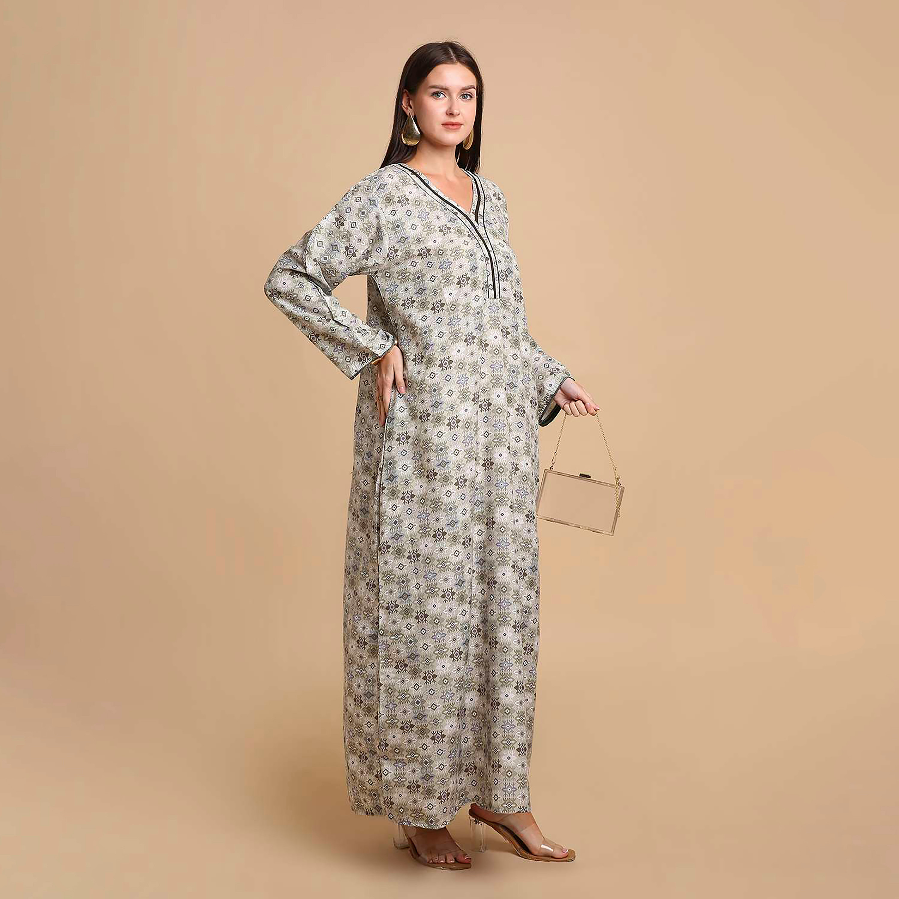 HanaandSara Geometric Print Women's Jalabiya-women-arabicclothing-jalabiyas-image-4