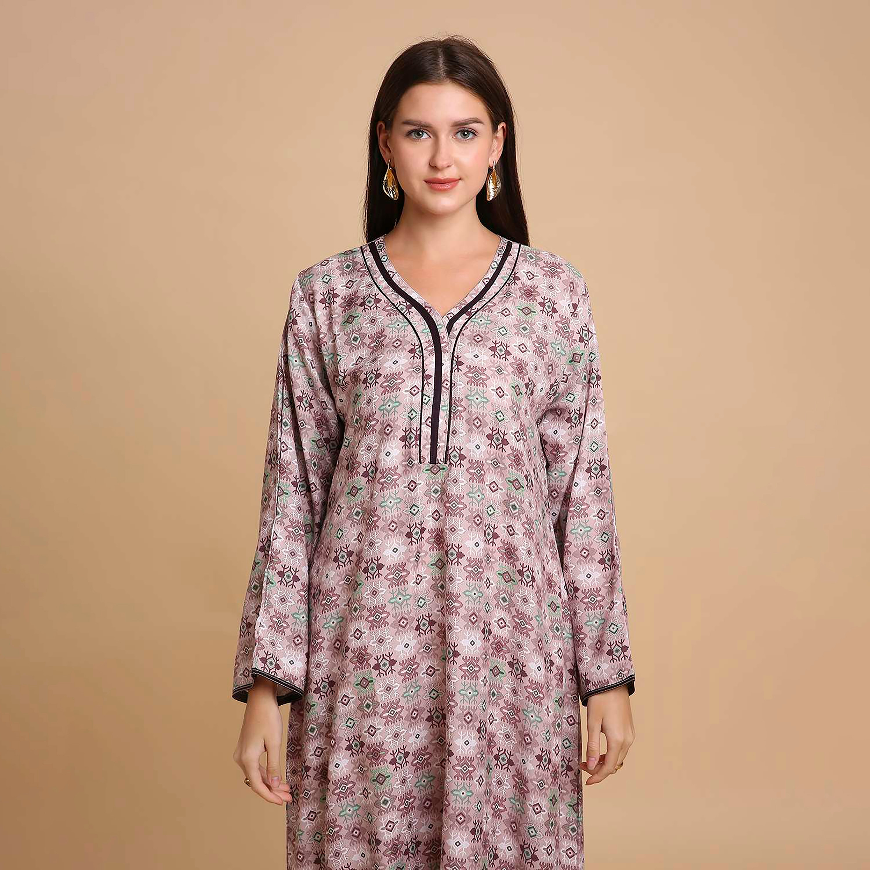 HanaandSara Geometric Print Women's Jalabiya-women-arabicclothing-jalabiyas-image-7