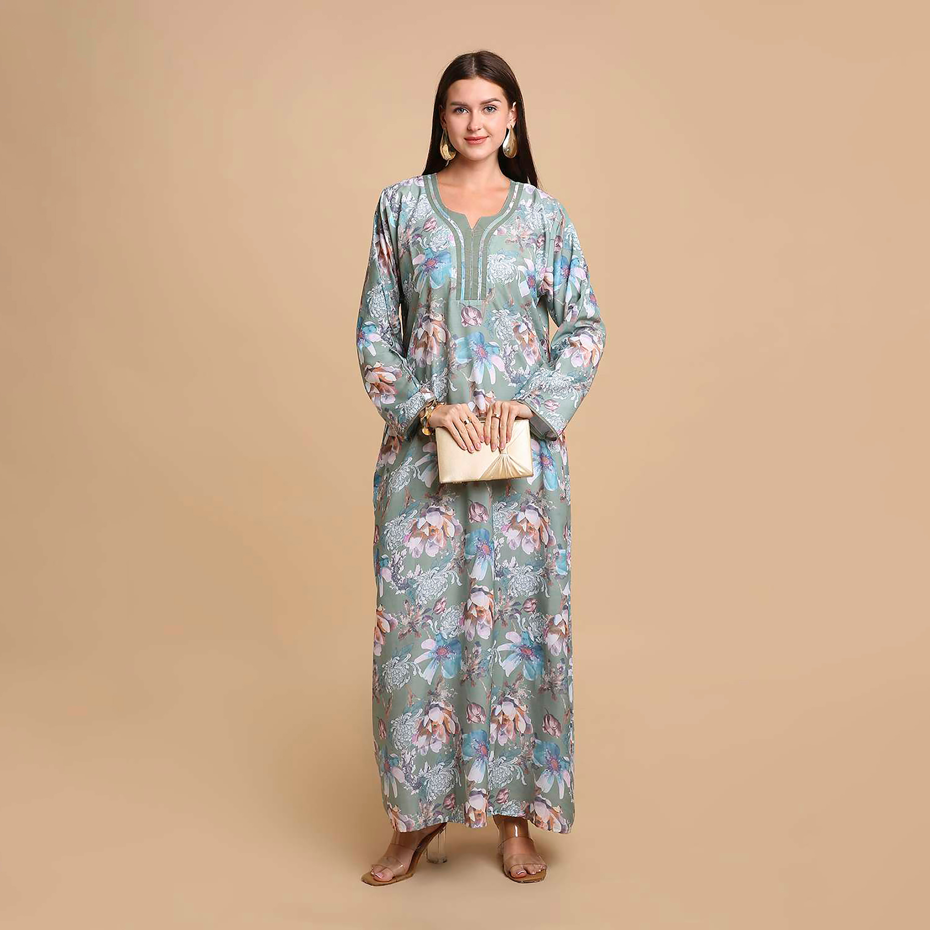 HanaandSara Floral Print Women's Jalabiya-women-arabicclothing-jalabiyas-image-1