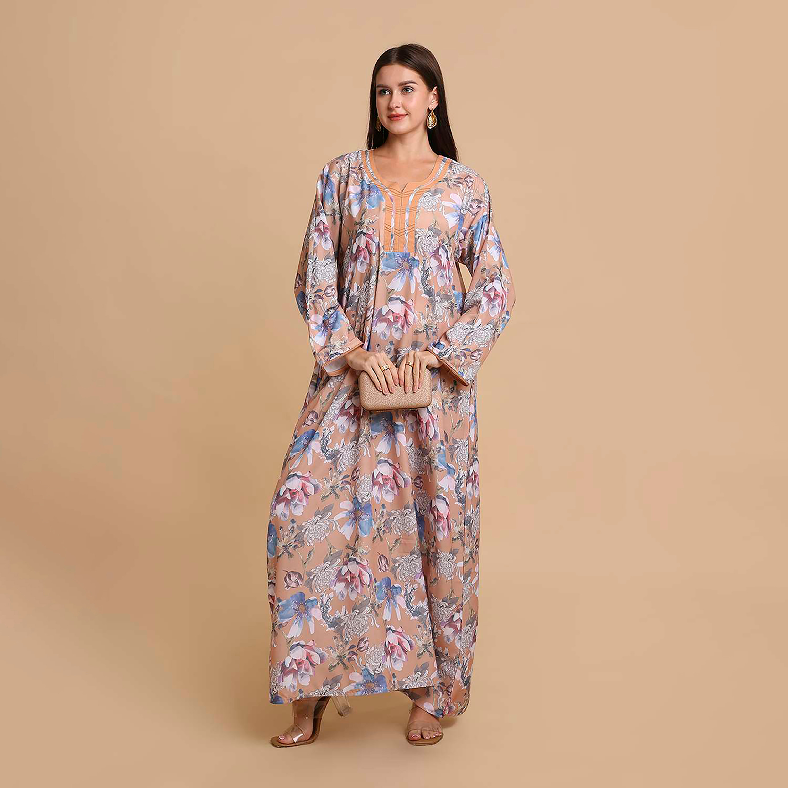 جلابية نسائية بطبعة ورود من هانا اند سارة-women-arabicclothing-jalabiyas-image-11
