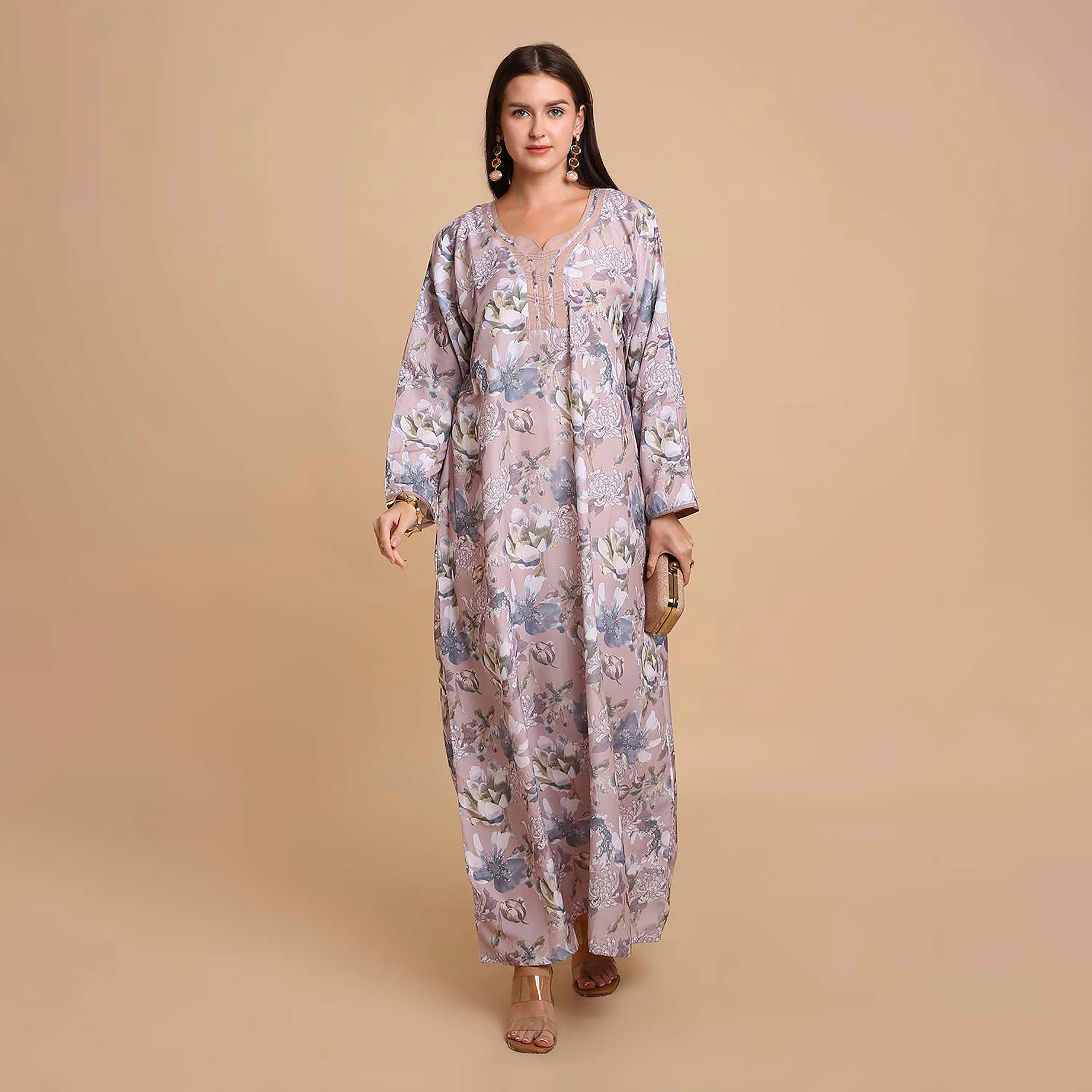 جلابية نسائية بطبعة ورود من هانا اند سارة-women-arabicclothing-jalabiyas-image-6