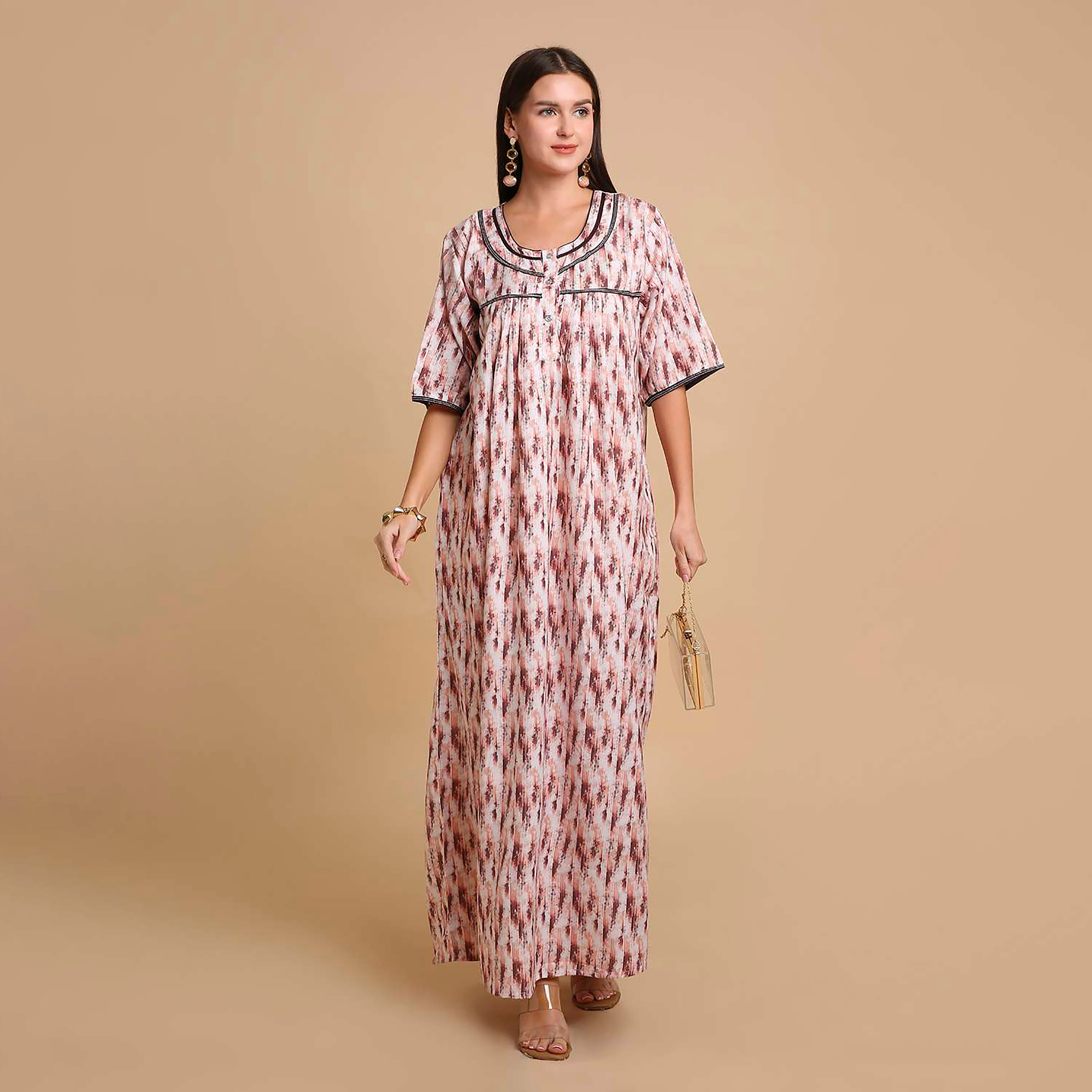 جلابية نسائية بطبعة تجريدية من هنا آند سارة-women-arabicclothing-jalabiyas-image-1