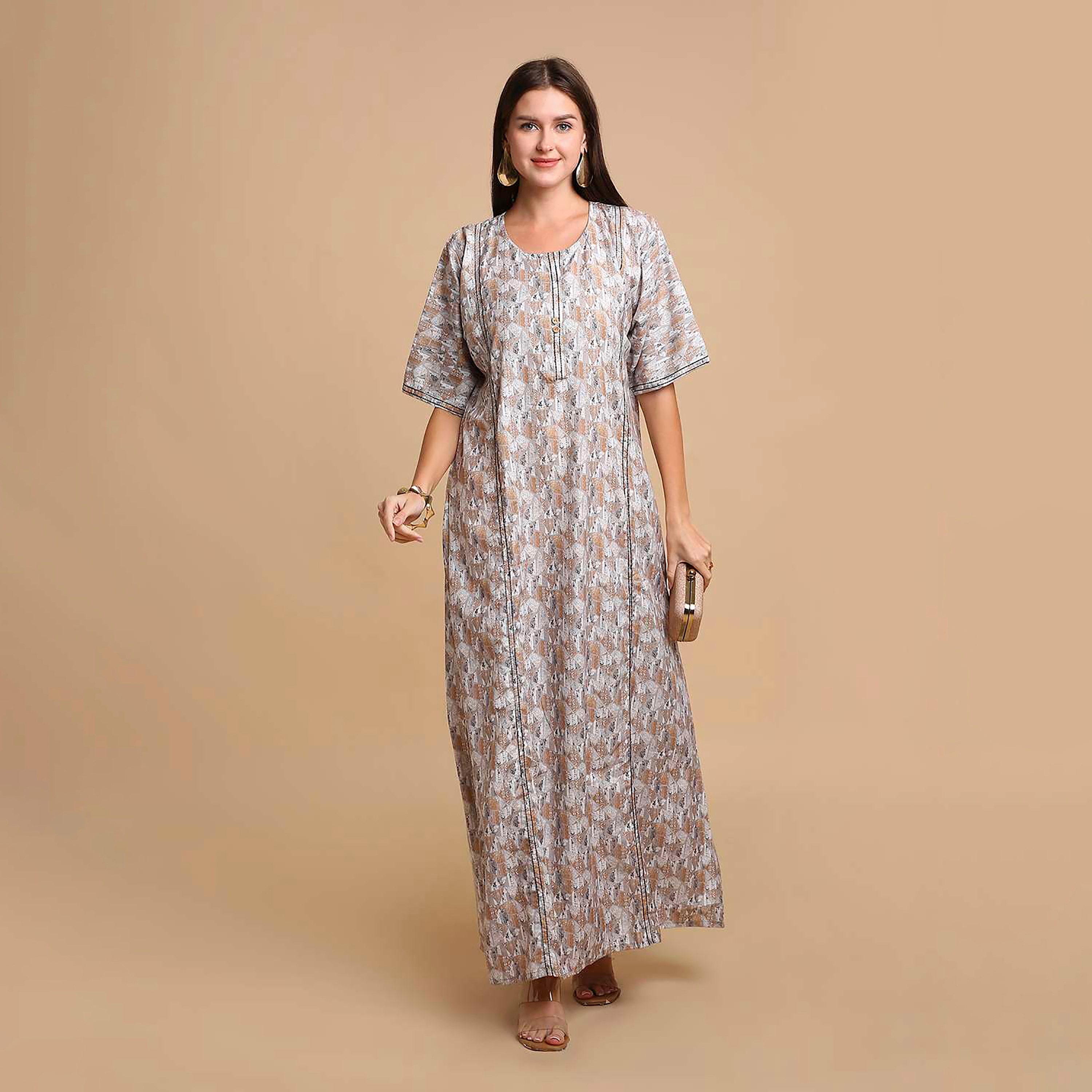 جلابية نسائية بطبعة أشكال هندسية من هانا اند سارة-women-arabicclothing-jalabiyas-image-1