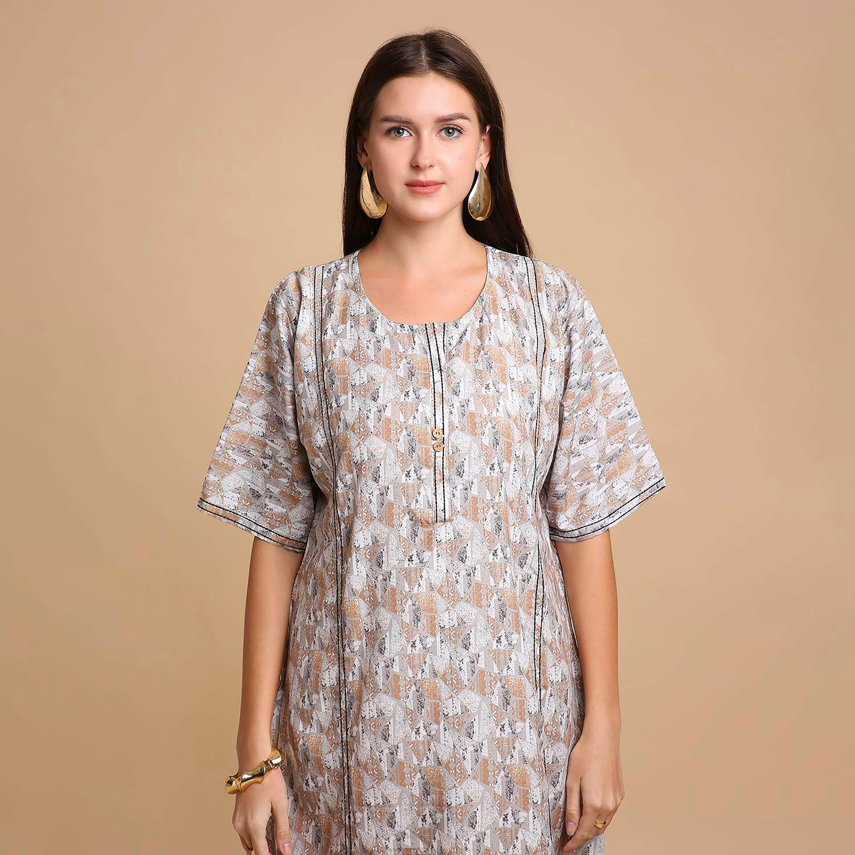 جلابية نسائية بطبعة أشكال هندسية من هانا اند سارة-women-arabicclothing-jalabiyas-image-2
