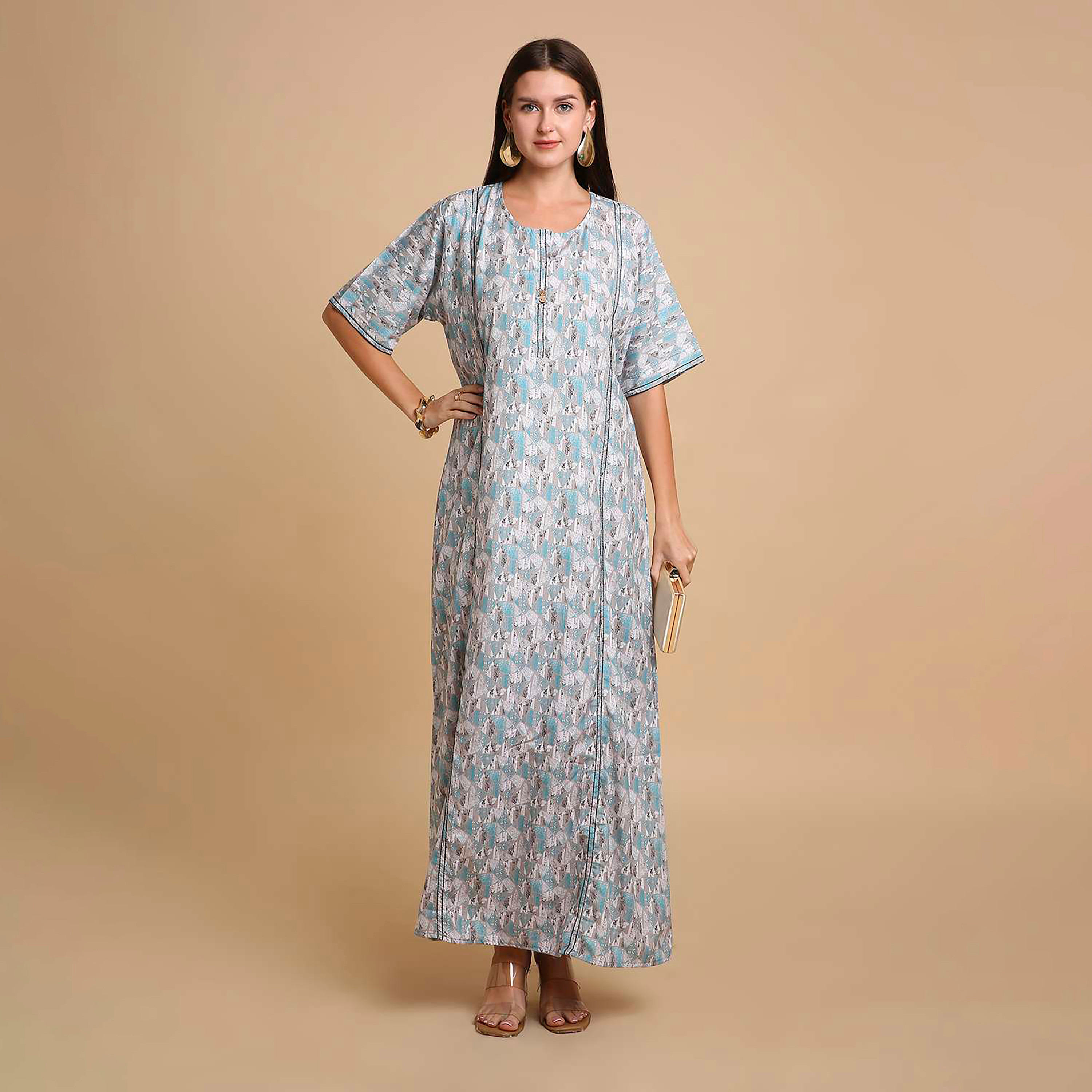 جلابية نسائية بطبعة أشكال هندسية من هانا اند سارة-women-arabicclothing-jalabiyas-image-6