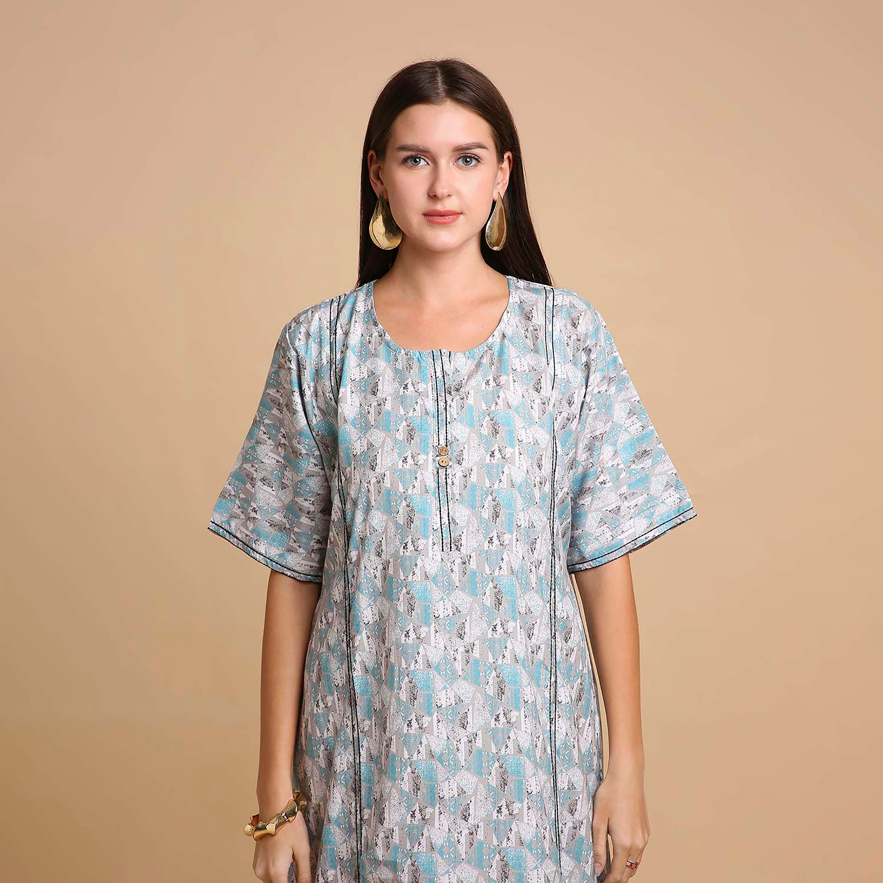 جلابية نسائية بطبعة أشكال هندسية من هانا اند سارة-women-arabicclothing-jalabiyas-image-7