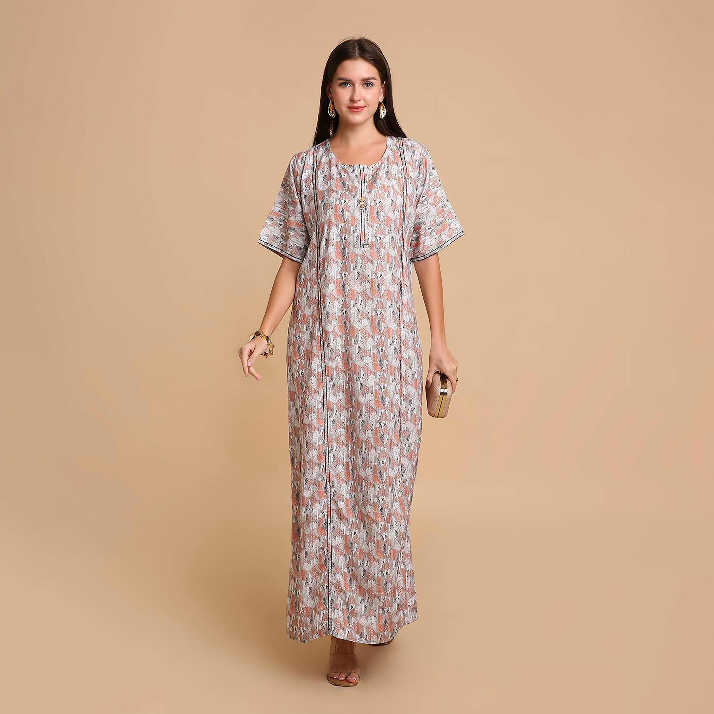 جلابية نسائية بطبعة أشكال هندسية من هانا اند سارة-women-arabicclothing-jalabiyas-image-11