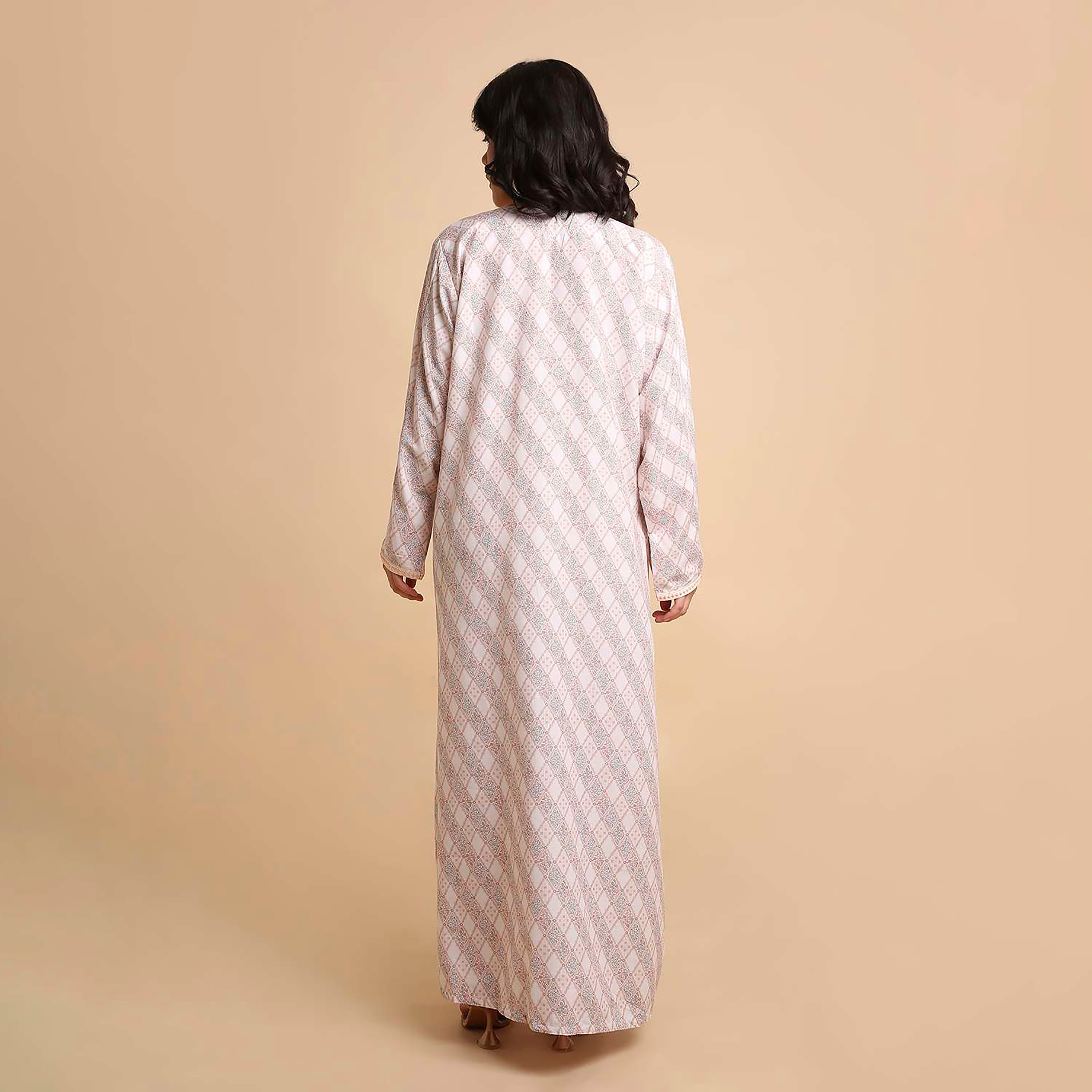 HanaandSara Geometric Print Embroidered Yoke Women's Jalabiya-women-arabicclothing-jalabiyas-image-5