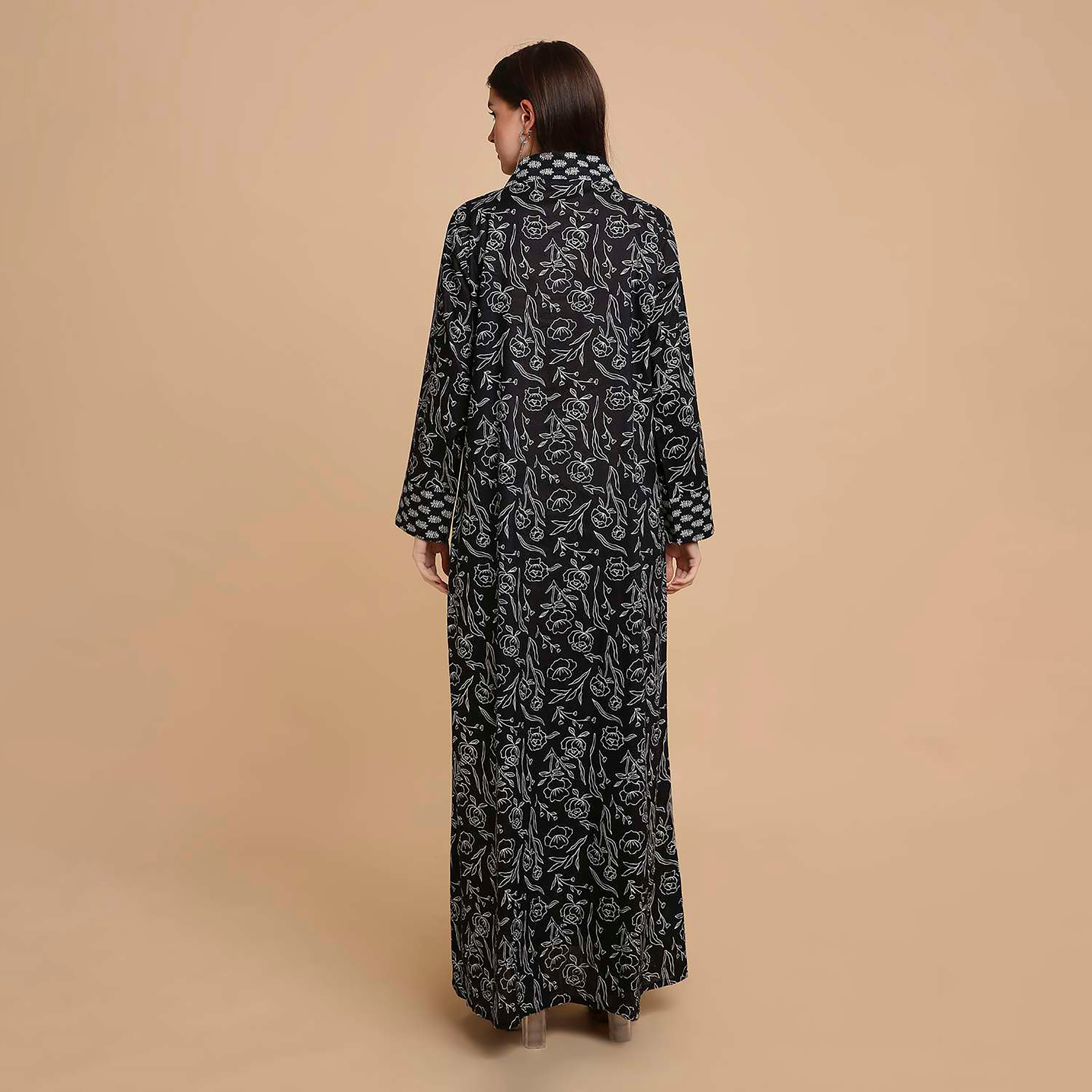 HanaandSara Floral Booti Print Square Neck Cotton Women's Jalabiya-women-arabicclothing-jalabiyas-image-20