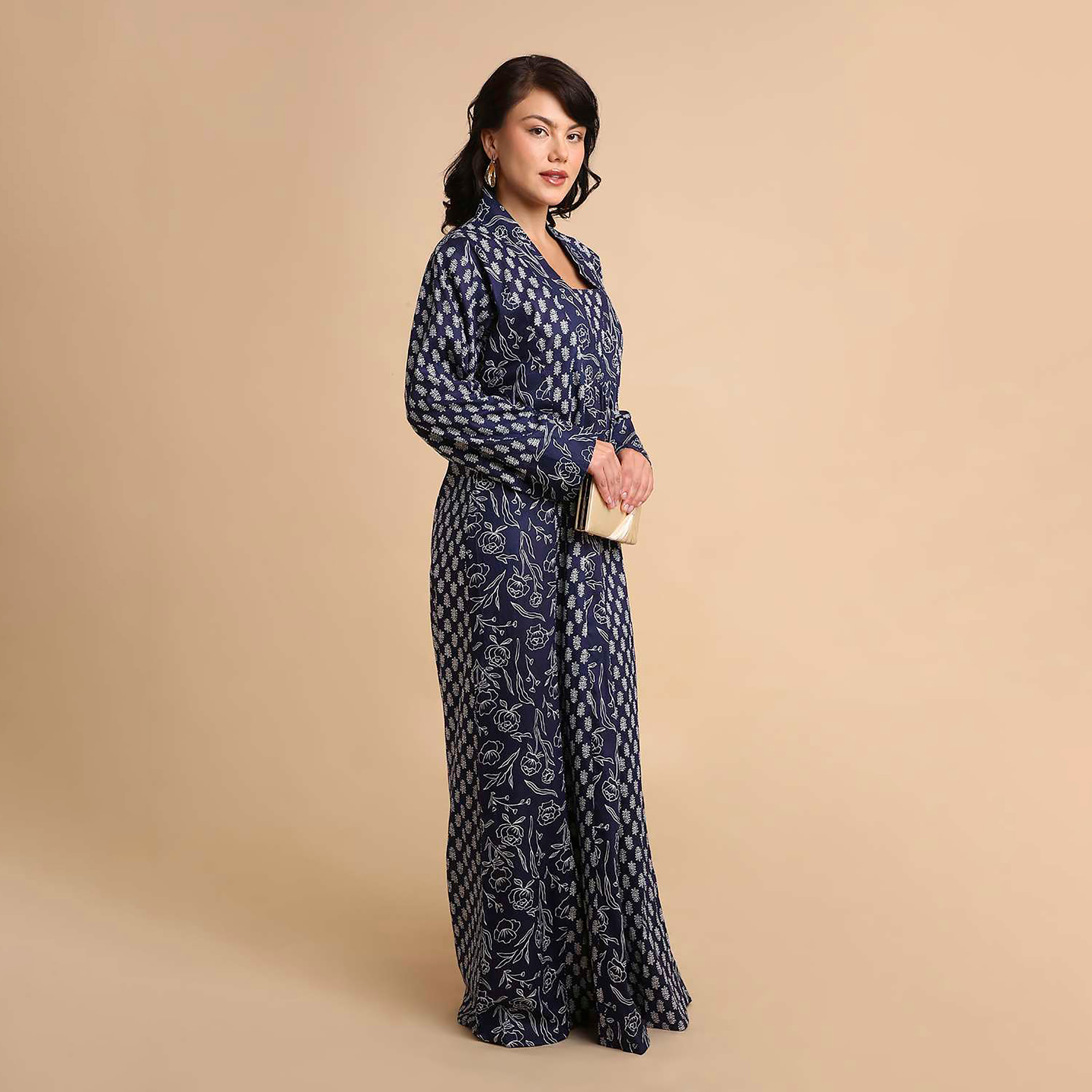 HanaandSara Floral Booti Print Square Neck Cotton Women's Jalabiya-women-arabicclothing-jalabiyas-image-4