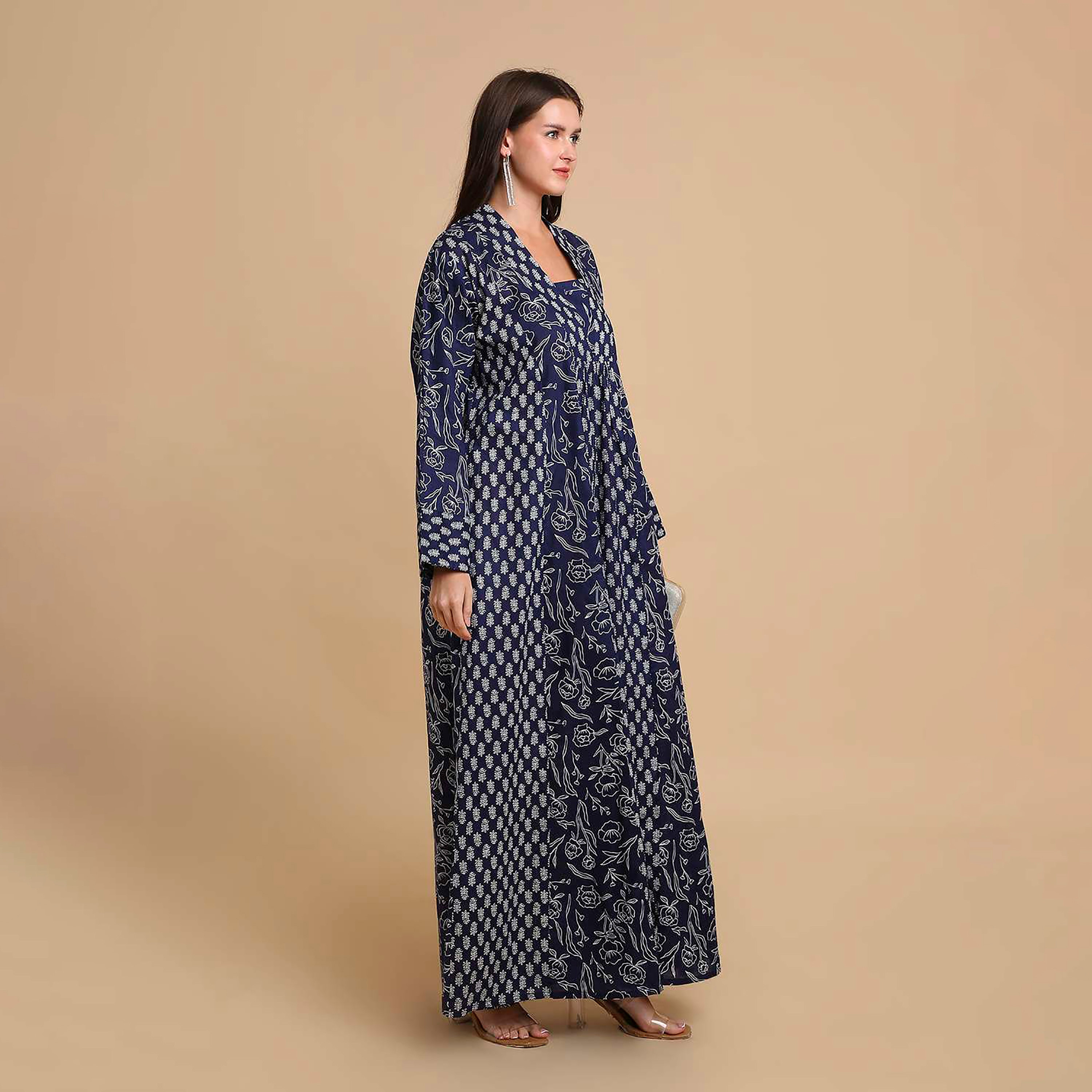 HanaandSara Floral Booti Print Square Neck Cotton Women's Jalabiya-women-arabicclothing-jalabiyas-image-14