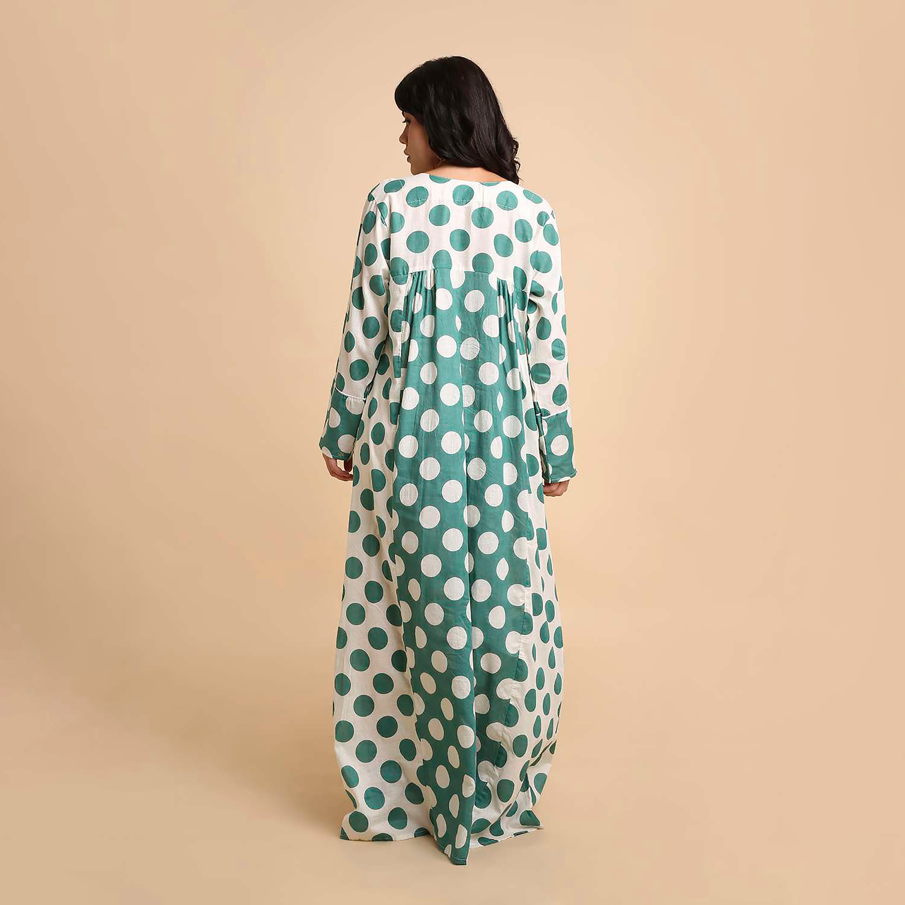 جلابية نسائية قطنية بنقاط بولكا من هنا آند سارة-women-arabicclothing-jalabiyas-image-15