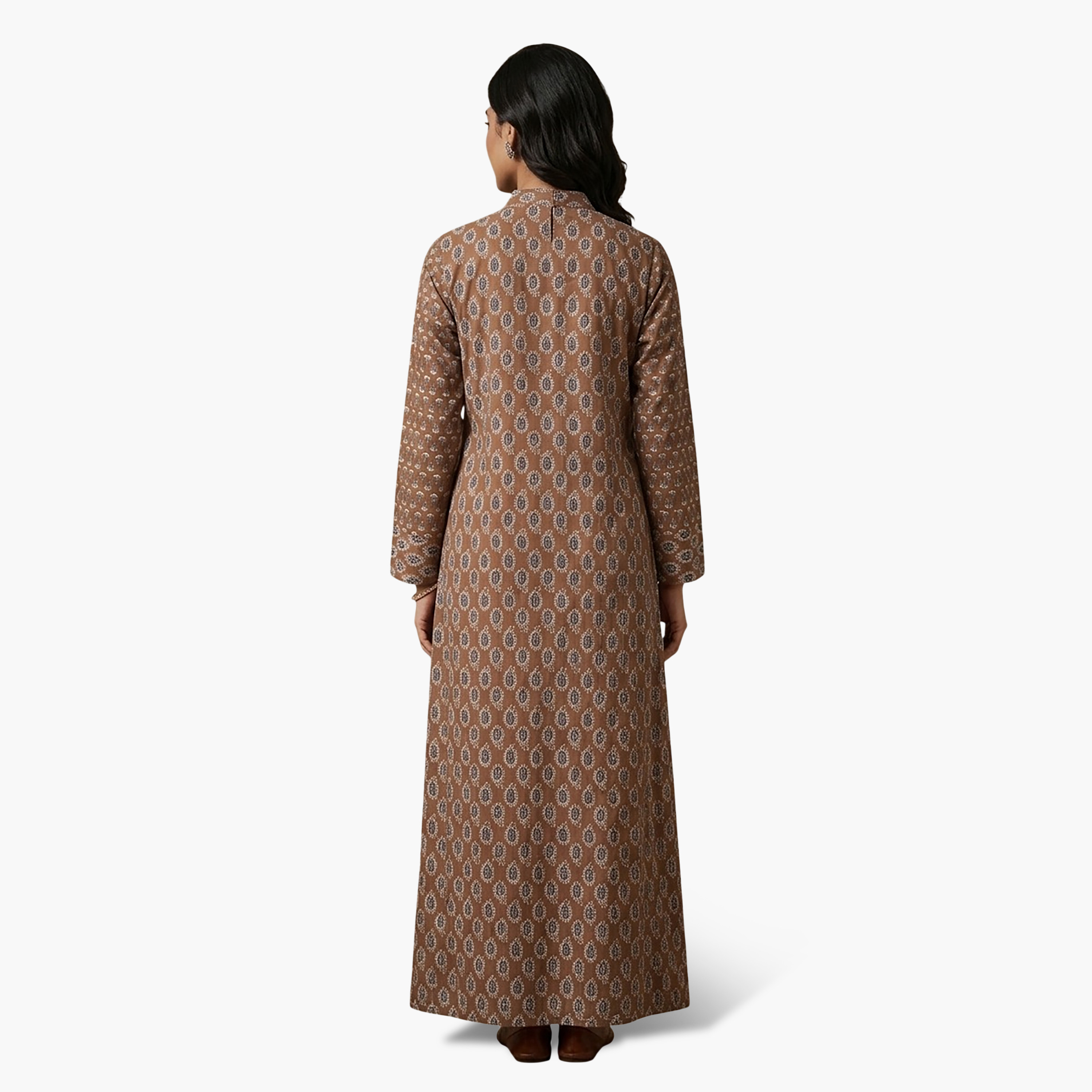 HanaandSara Paisley Print Mandarin Collar Cotton Women's Jalabiya-women-arabicclothing-jalabiyas-image-14