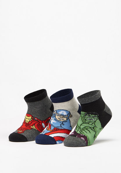 Set of 3 - Marvel Avengers Print Ankle Length Socks-Boy%27s Socks-image-0