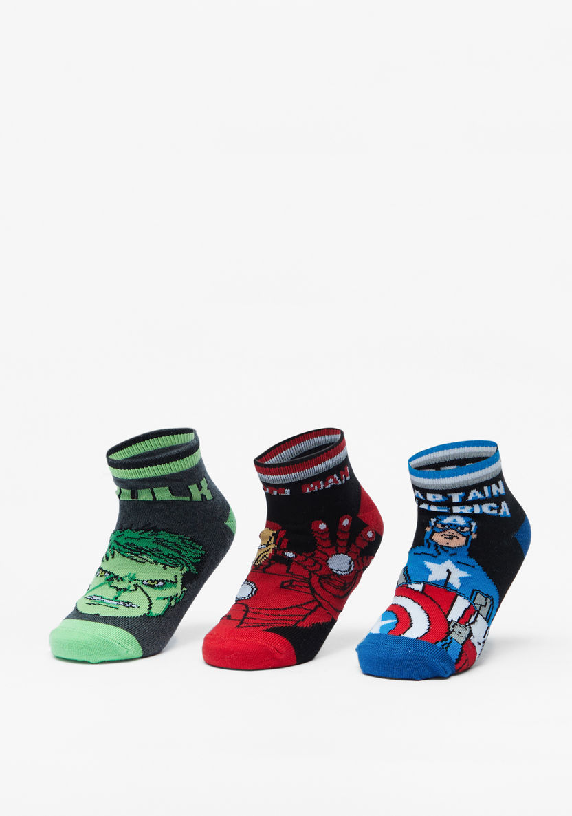Marvel Hulk Print Ankle Length Socks - Set of 3-Boy%27s Socks-image-0