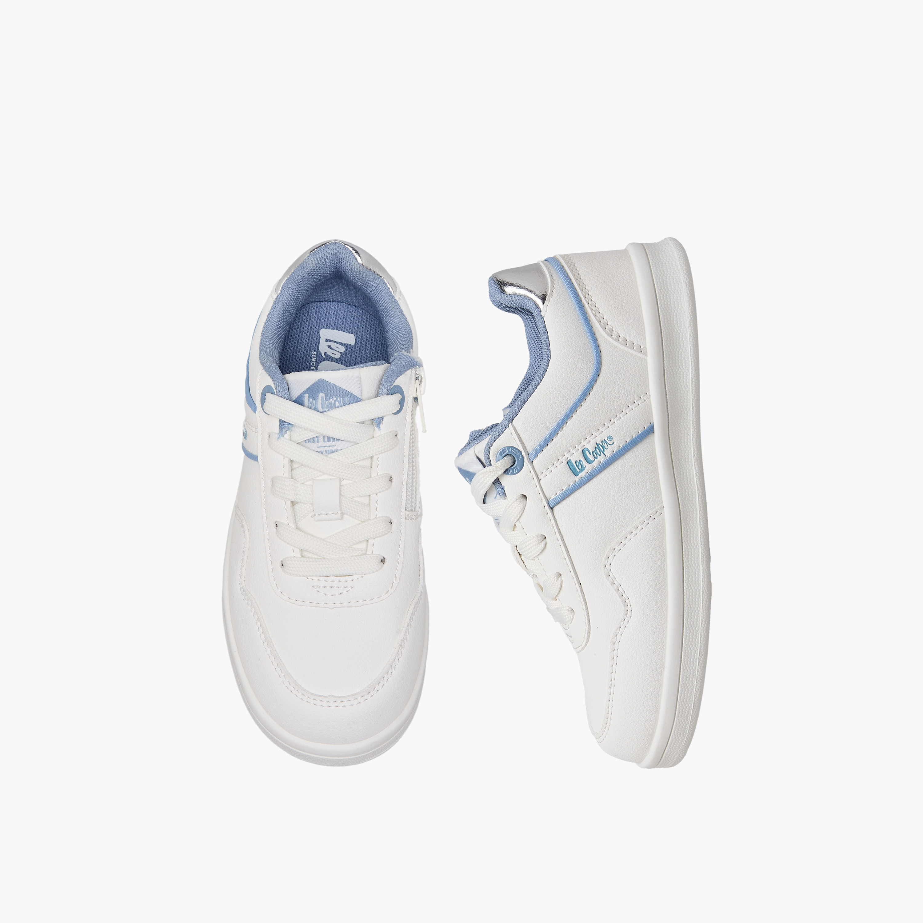 حذاء سنيكرز مخطط برقبة كاحل برباط للبنات من لي كوبر-girls-shoes-sneakers-image-1