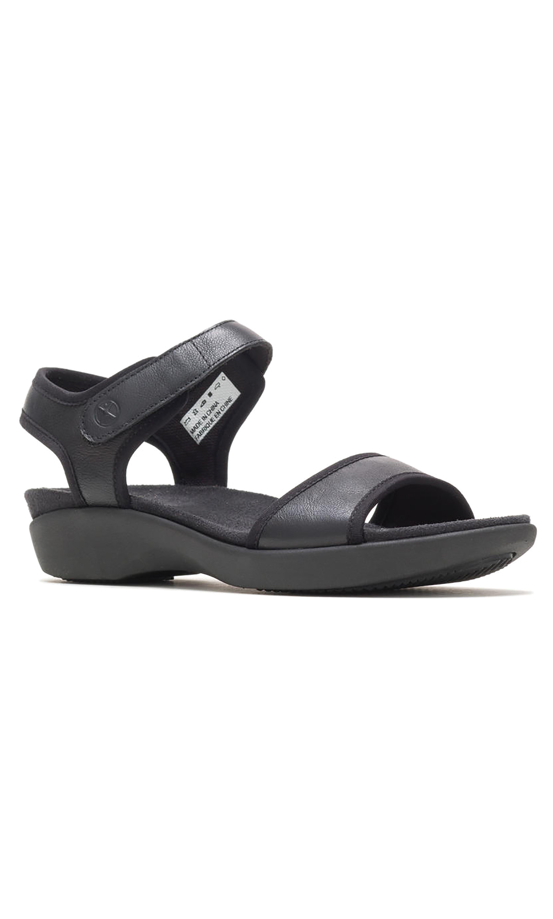 صندل بحزام دوري مع كيو تي آر نسائي أسود سادة من هاش بابيز-women-shoes-sandals-flats-image-1
