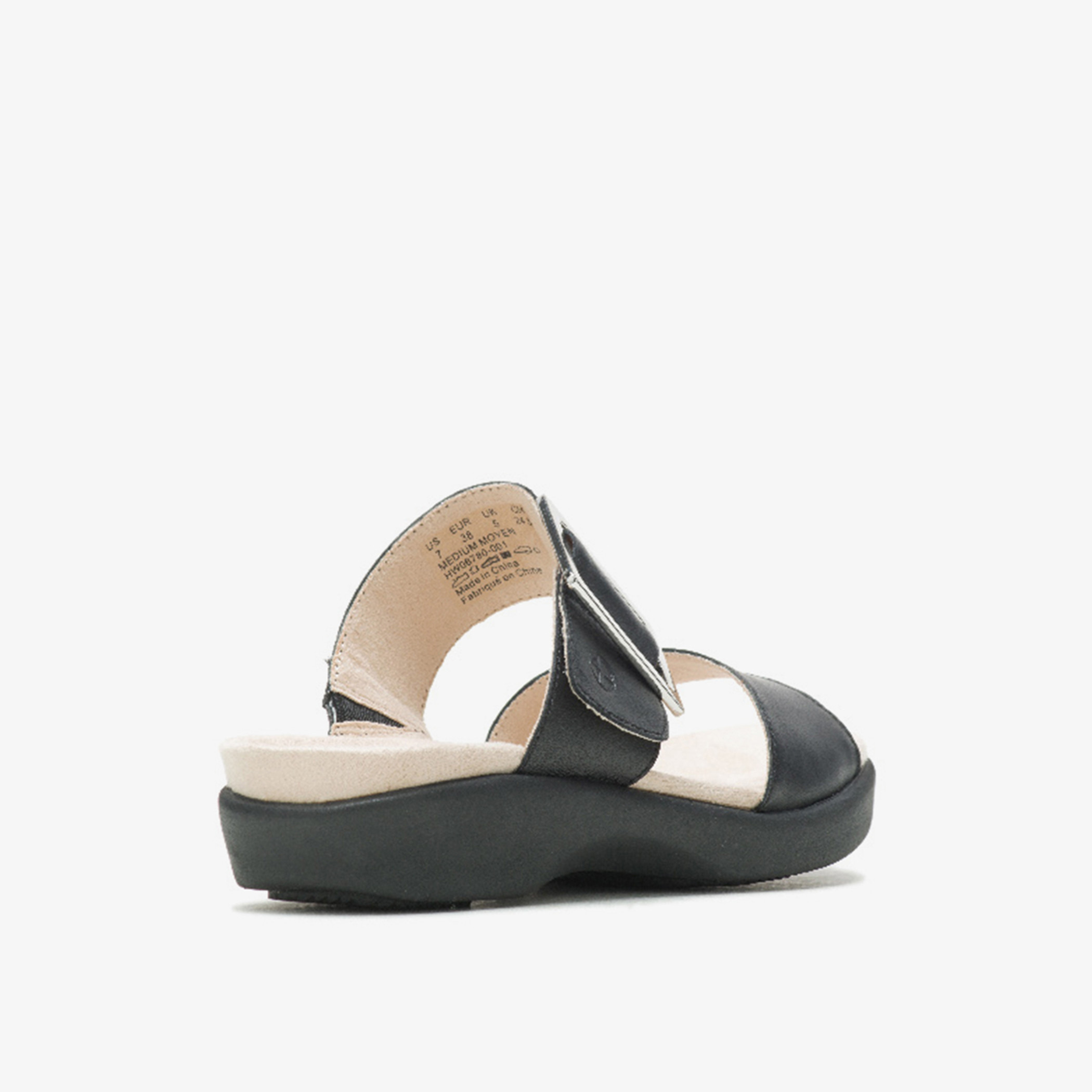 صندل دوري 2 باند سلايد نسائي أسود سادة من هاش بابيز-women-shoes-sandals-flats-image-2