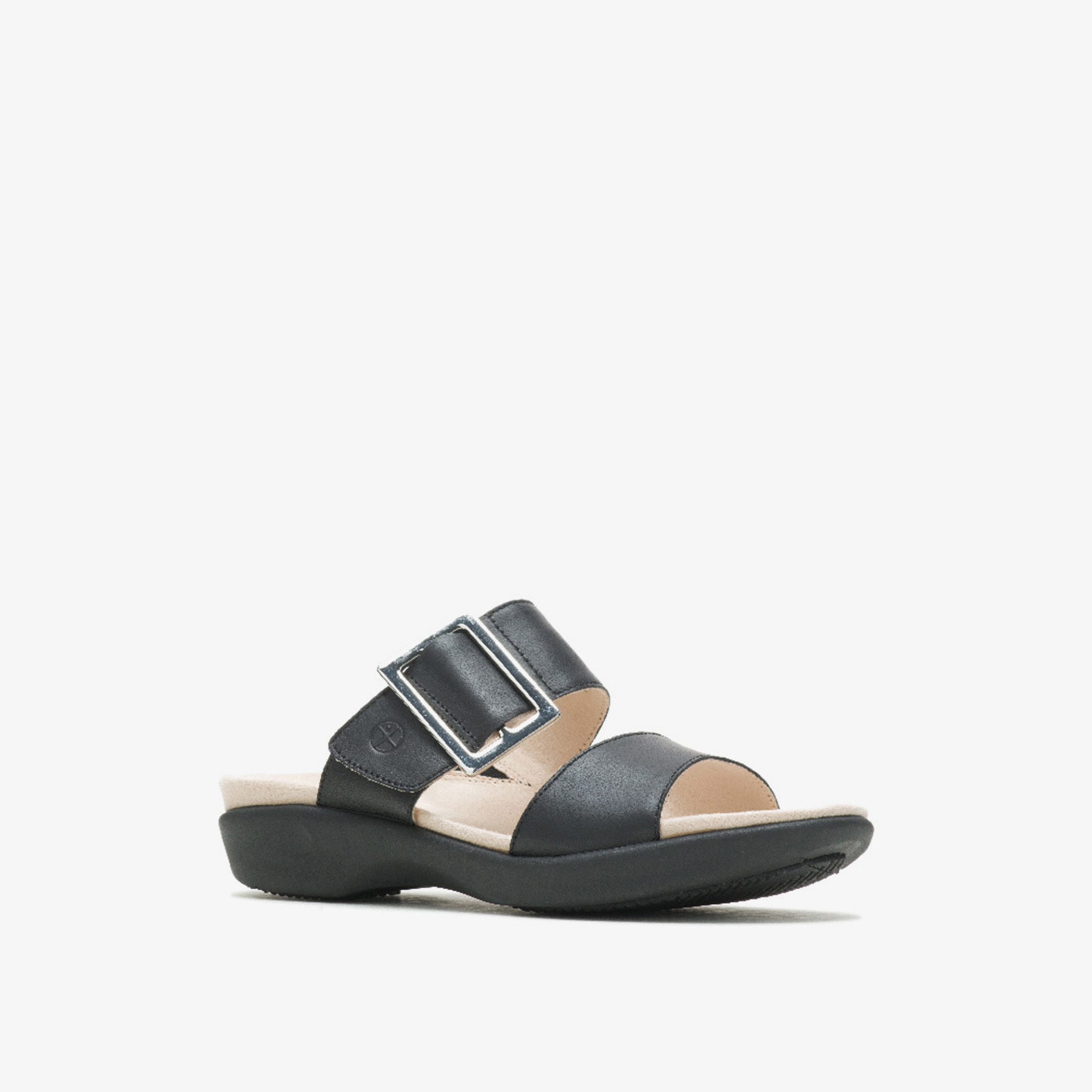 صندل دوري 2 باند سلايد نسائي أسود سادة من هاش بابيز-women-shoes-sandals-flats-image-3