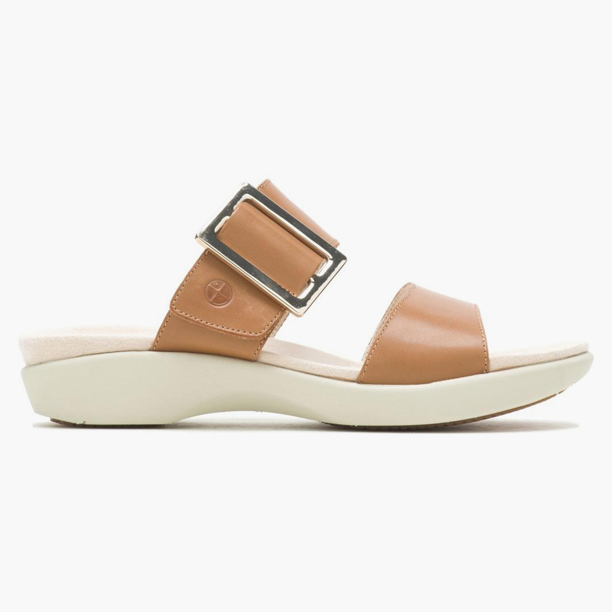 Hush Puppies Women Tan Solid Dorri 2 Band Slide Sandals-women-shoes-sandals-flats-image-1