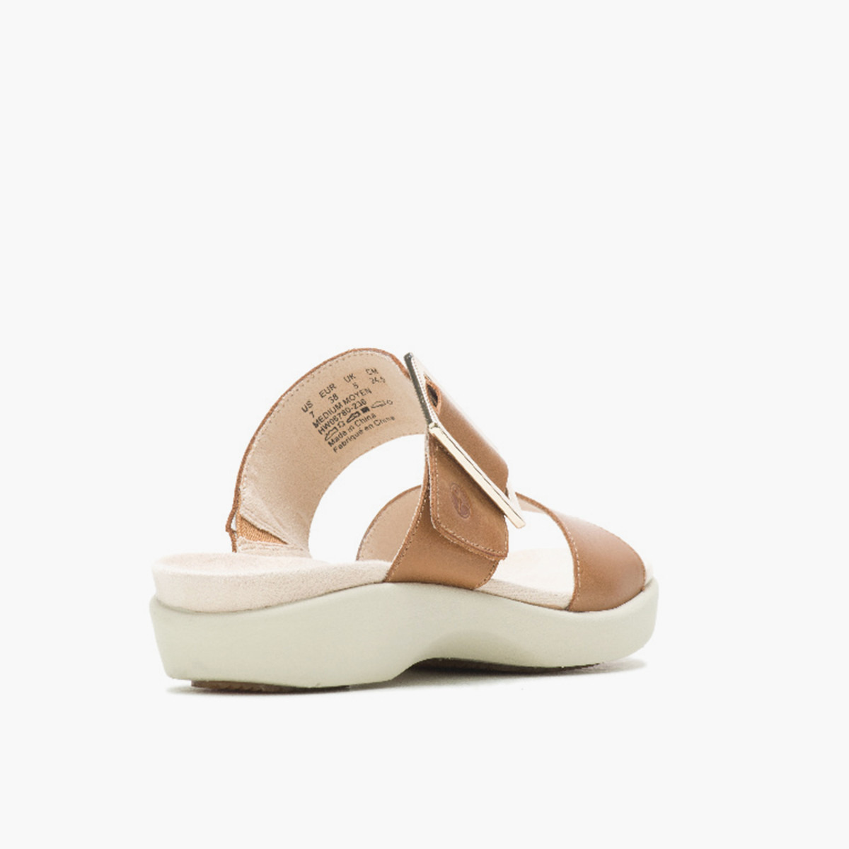 صندل دوري 2 باند سلايد نسائي تان سادة من هاش بابيز-women-shoes-sandals-flats-image-2