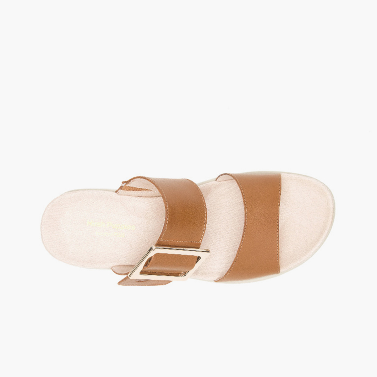 صندل دوري 2 باند سلايد نسائي تان سادة من هاش بابيز-women-shoes-sandals-flats-image-4