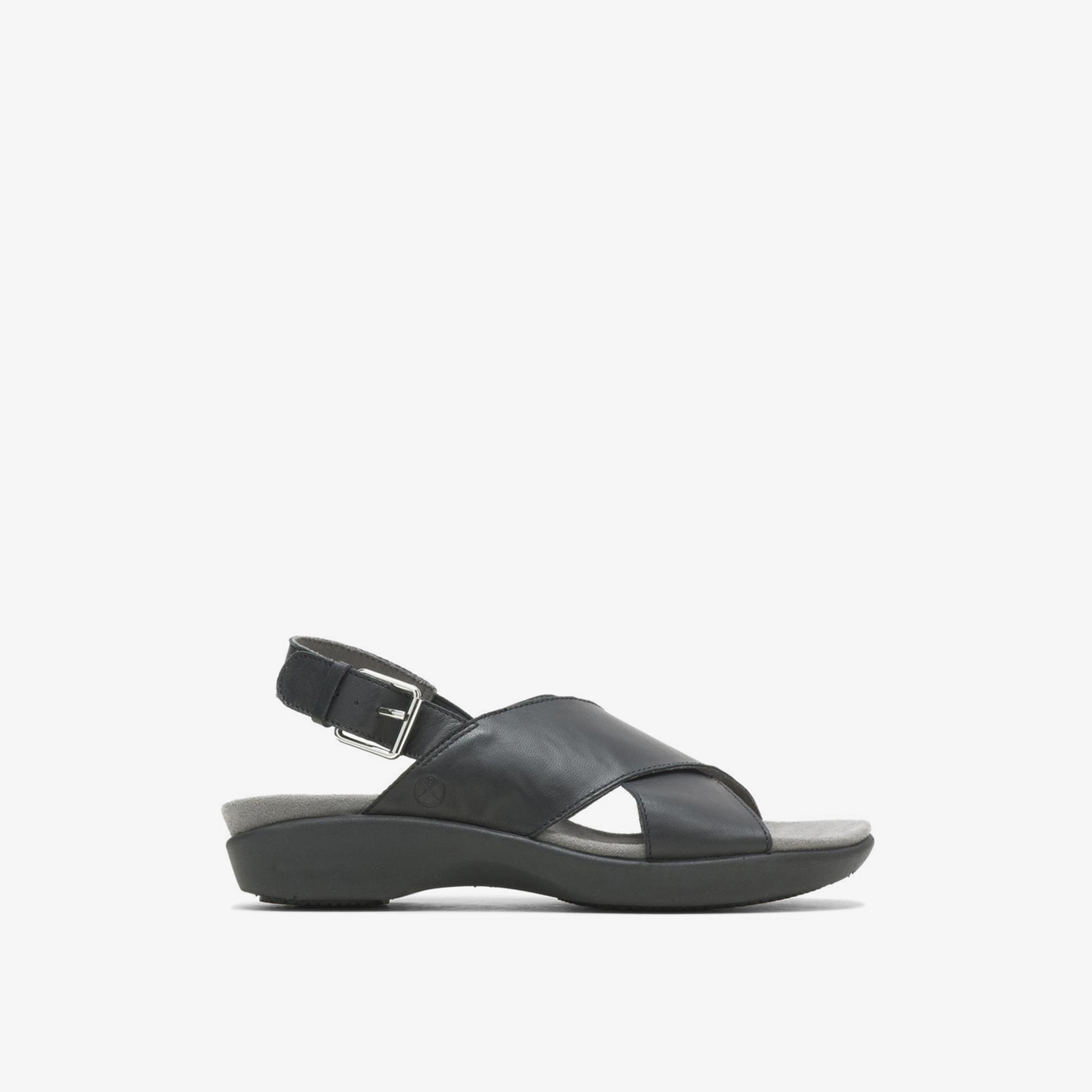 صندل دوري سلينجباك كريسس كروس نسائي أسود سادة من هاش بابيز-women-shoes-sandals-flats-image-1