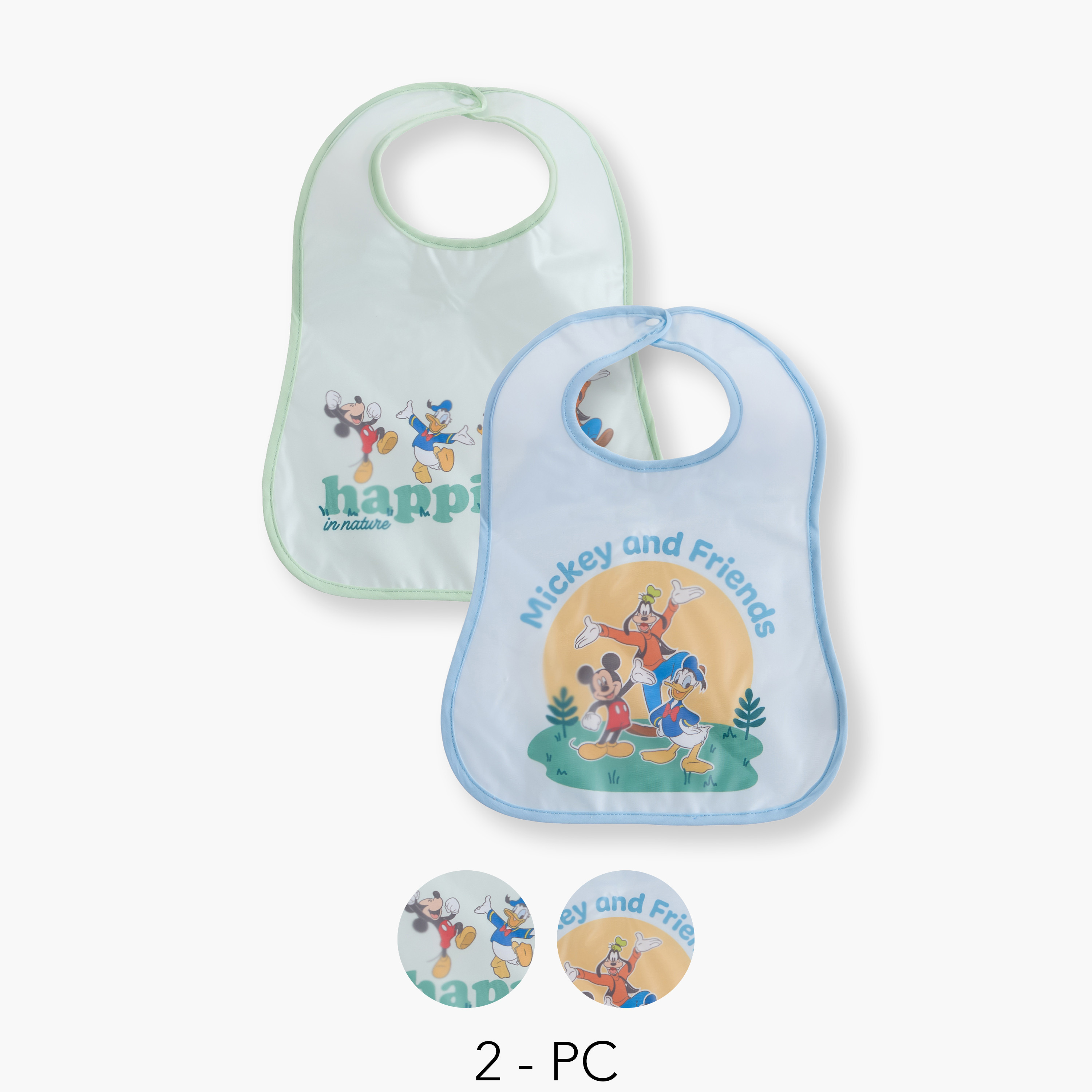 Disney Mickey Mouse and Friends Print Bib with Button Closure - Set of 2-baby-feeding-bibs-image-1