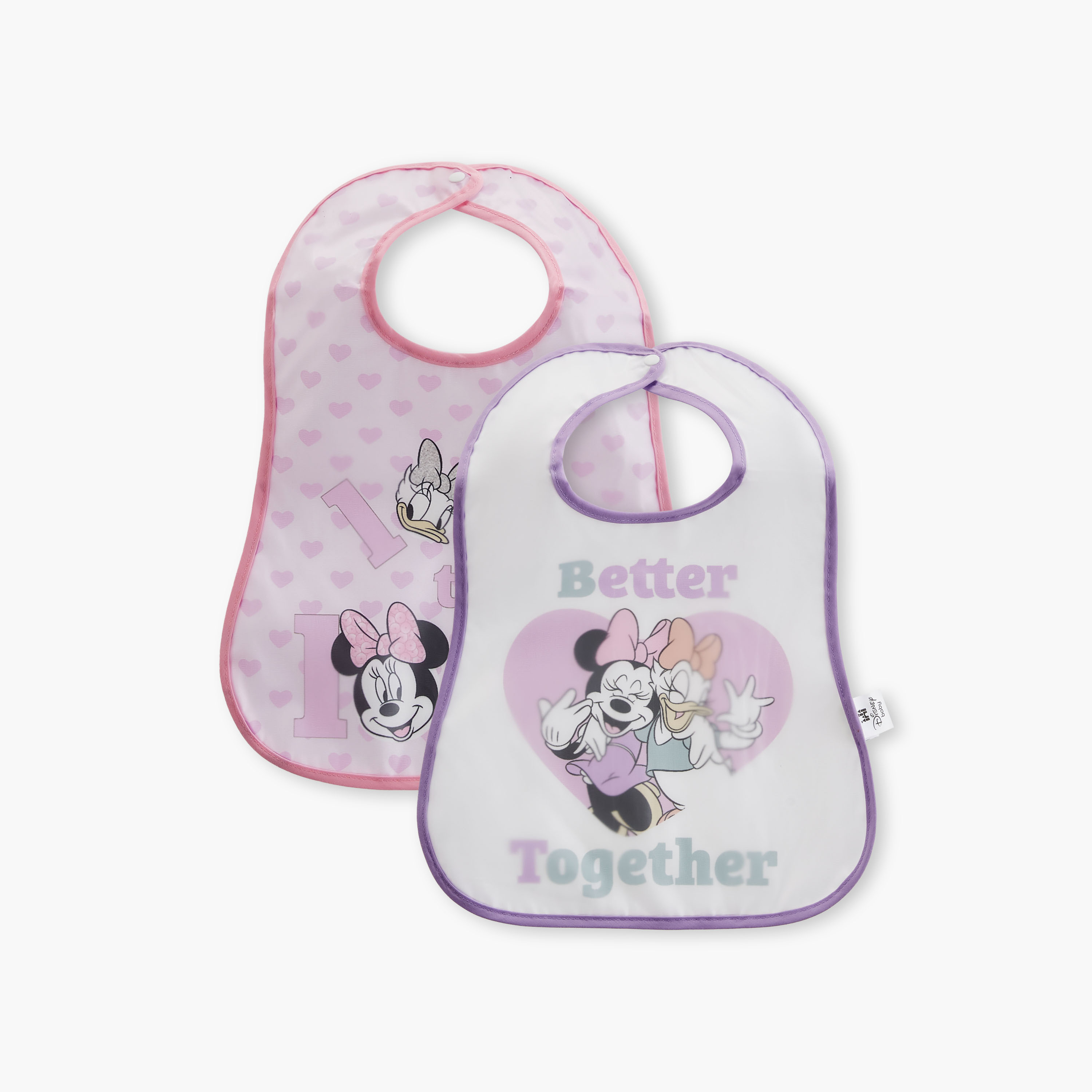 Disney Minnie Mouse and Daisy Duck Print Bib with Button Closure - Set of 2-baby-feeding-bibs-image-1