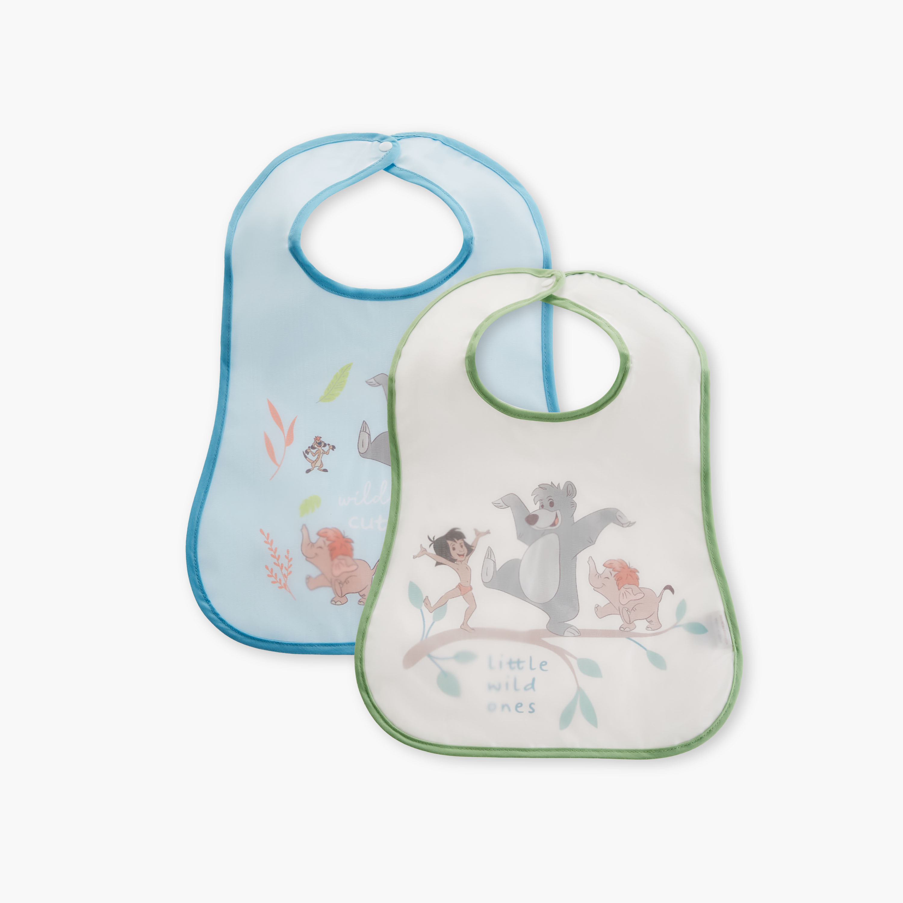 Disney Jungle Book Print Bibs with Button Closure - Set of 2-baby-feeding-bibs-image-1
