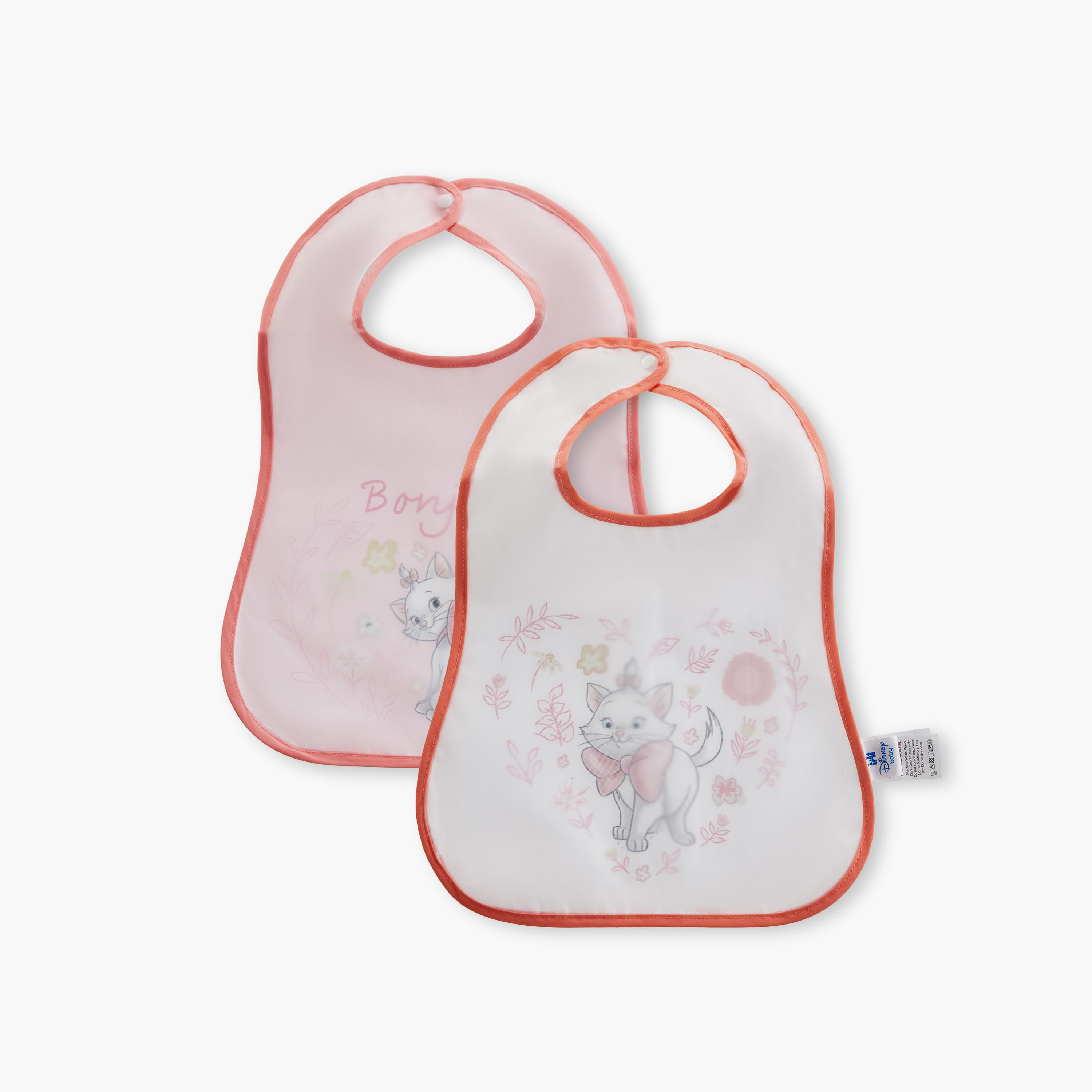 Disney Marie Print Bib with Button Closure - Set of 2-baby-feeding-bibs-image-1