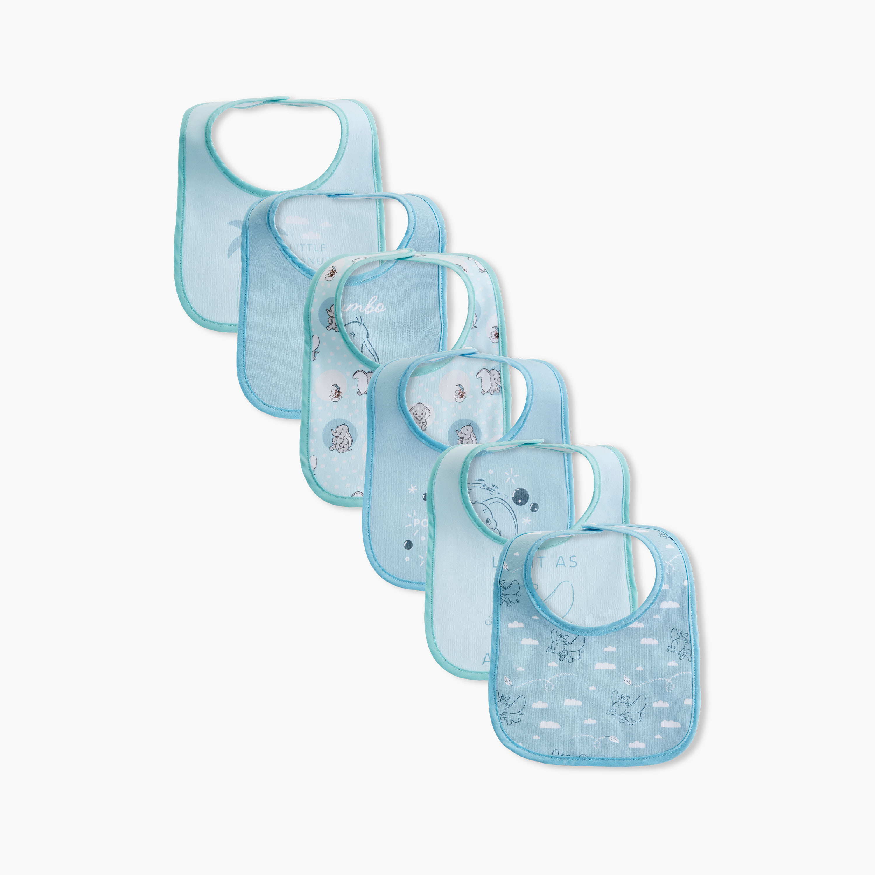 مريلة بزر إغلاق وطبعات دامبو من ديزني - طقم من 6 قطع-baby-feeding-bibs-image-1