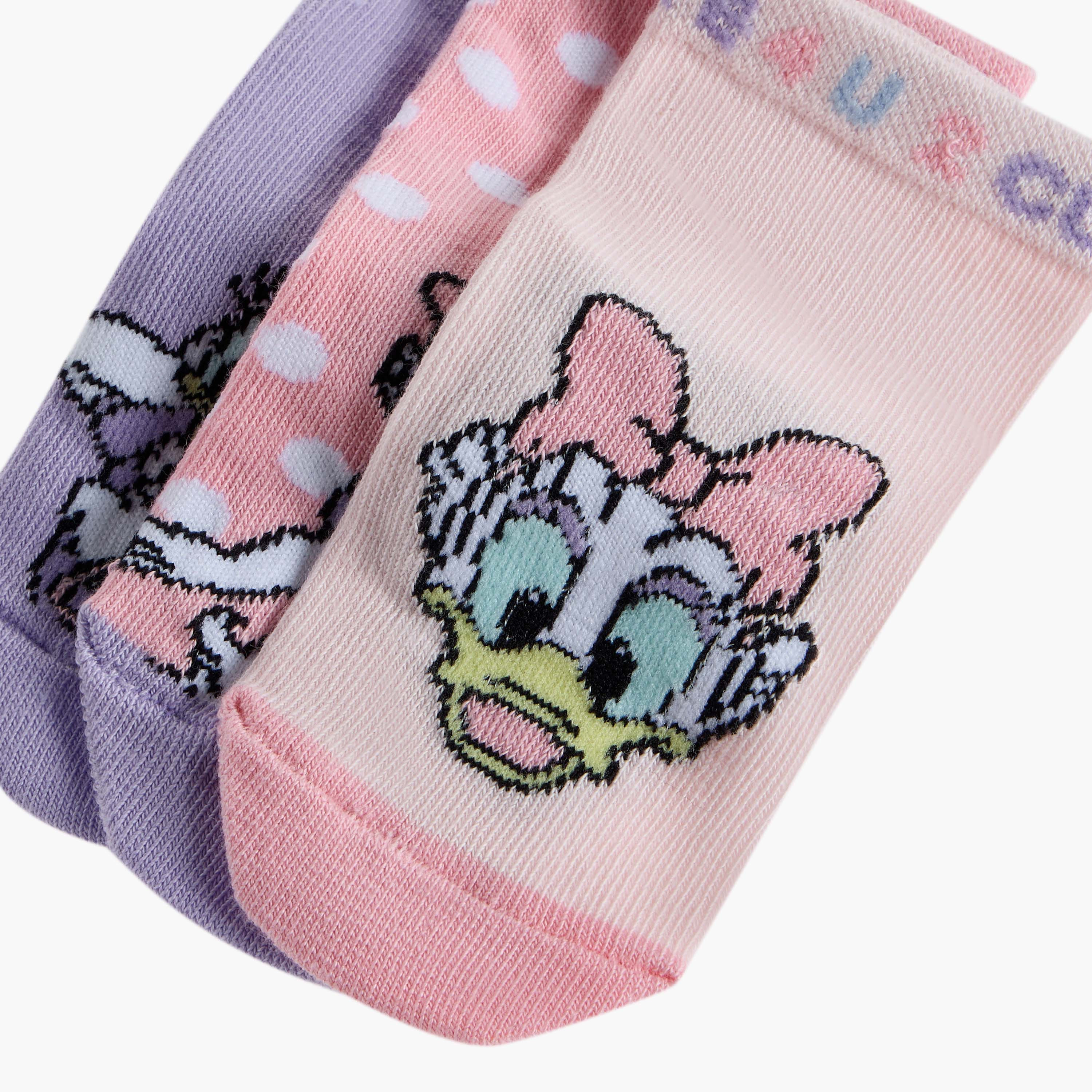 Disney Daisy Duck Print Ankle Length Socks - Set of 3-baby-girls-accessories-socks-image-4