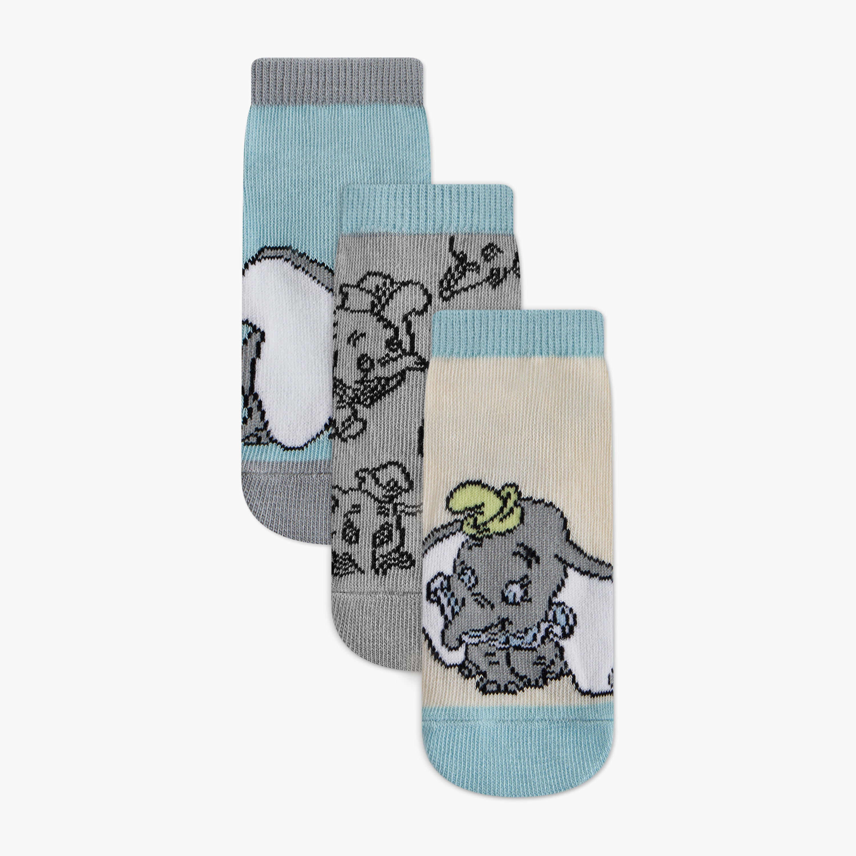 Disney Dumbo Print Ankle Length Socks - Set of 3-baby-boys-accessories-socks-image-1