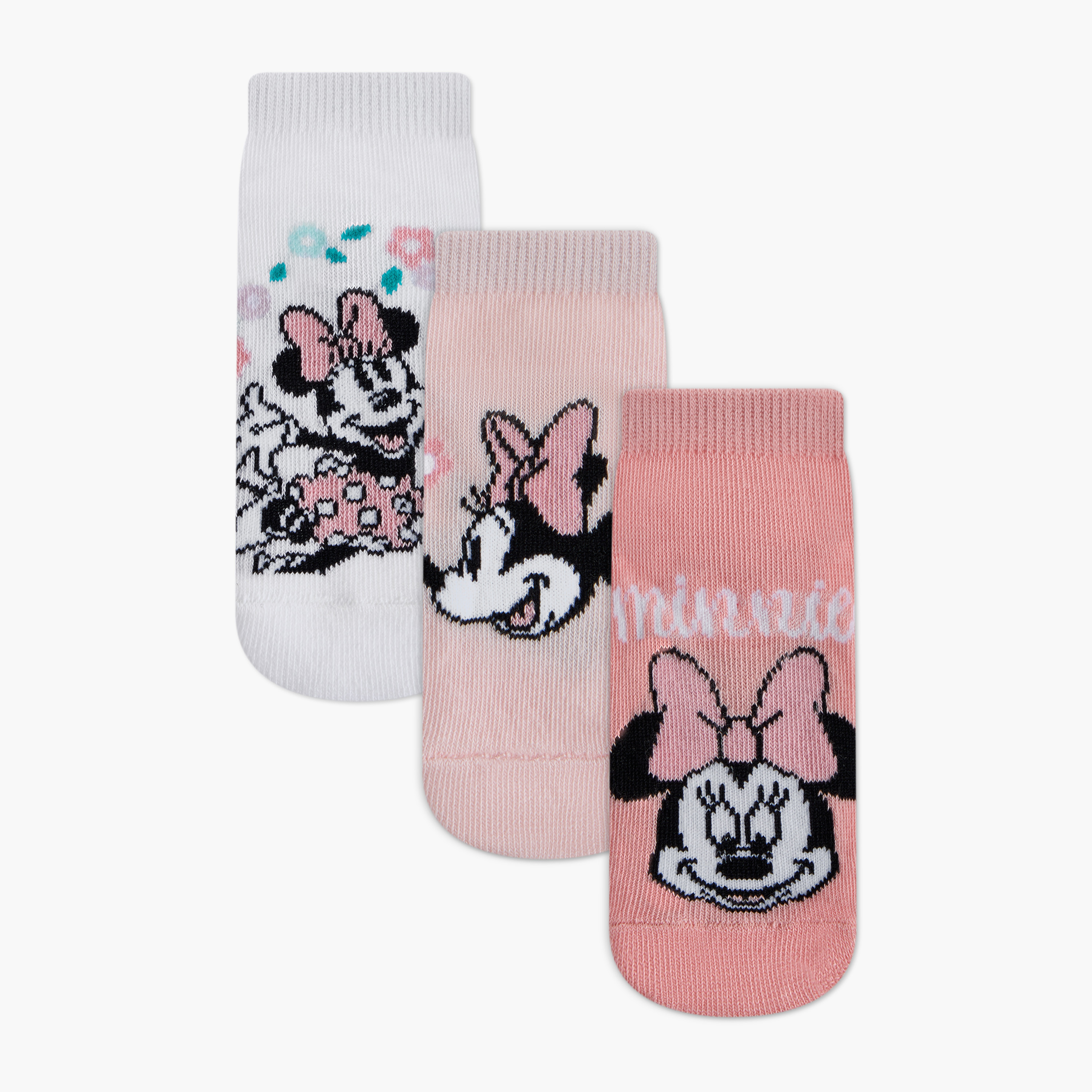 Disney Minnie Mouse Print Ankle Length Socks - Set of 3-baby-girls-accessories-socks-image-1