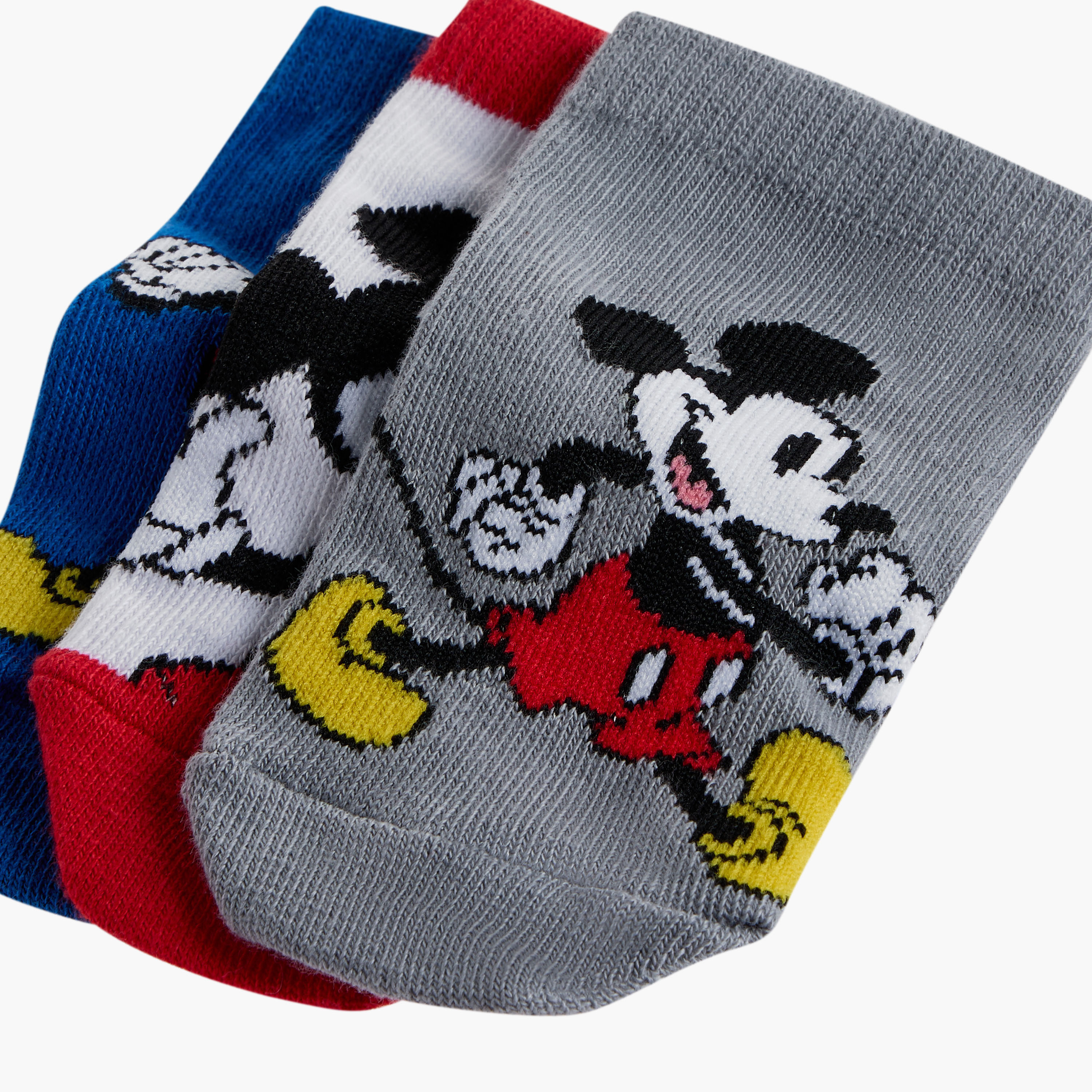 Disney Mickey Mouse Print Ankle Length Socks - Set of 3-baby-boys-accessories-socks-image-4