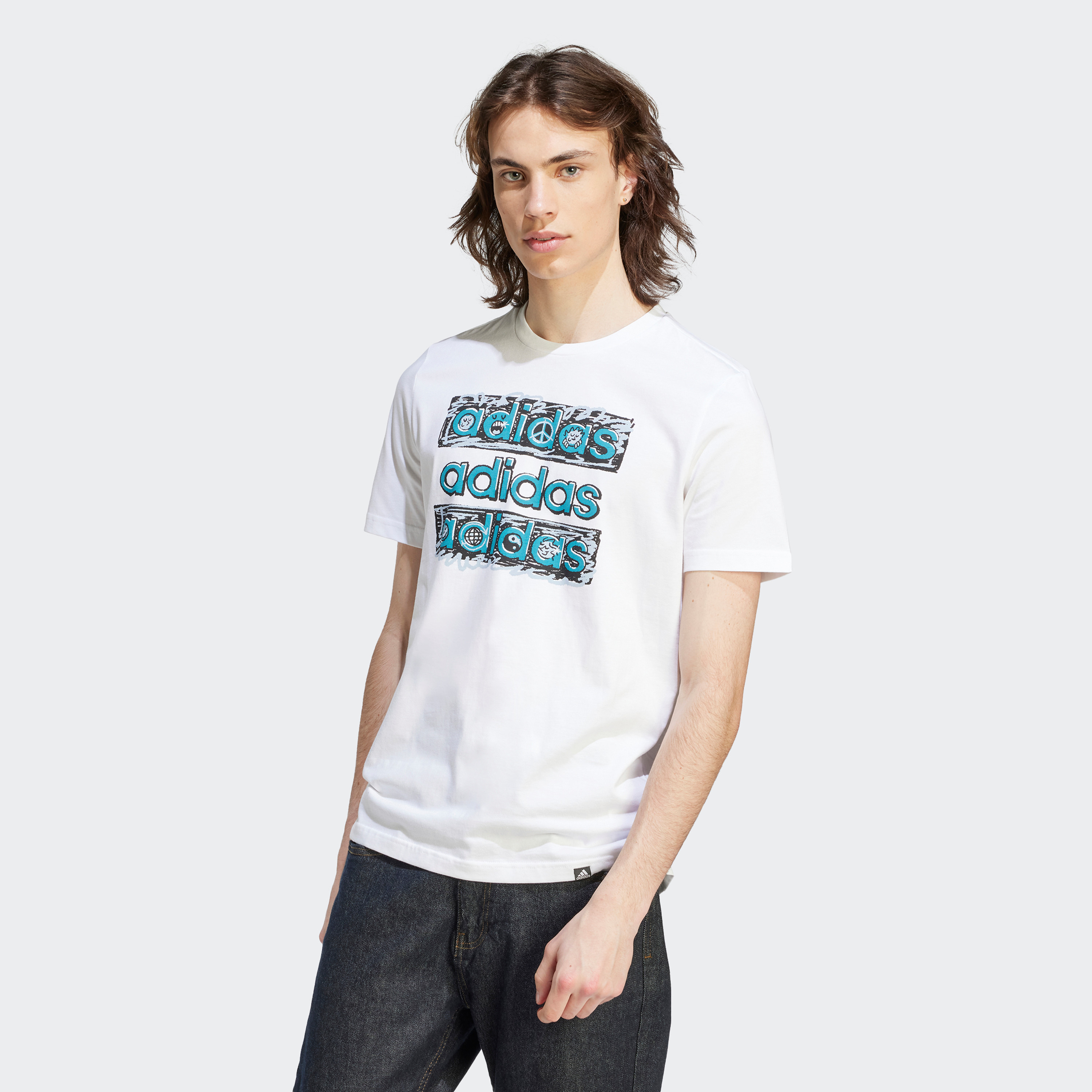 تي شيرت دودل متعدد للرجال سبورت وير من اديداس | او اي-men-clothing-sportswearandactivewear-tshirtsandpolos-image-1