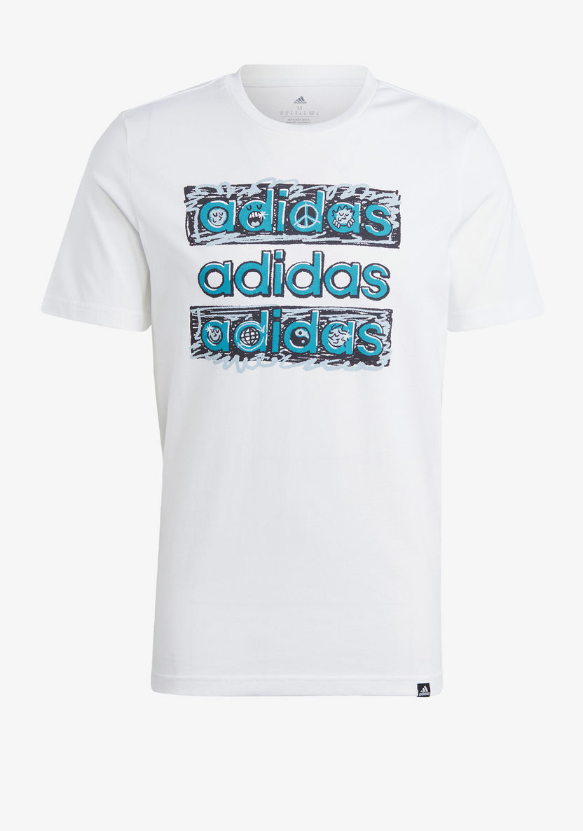 Adidas Logo Print T-shirt with Crew Neck and Short Sleeves-T Shirts & Vests-image-0