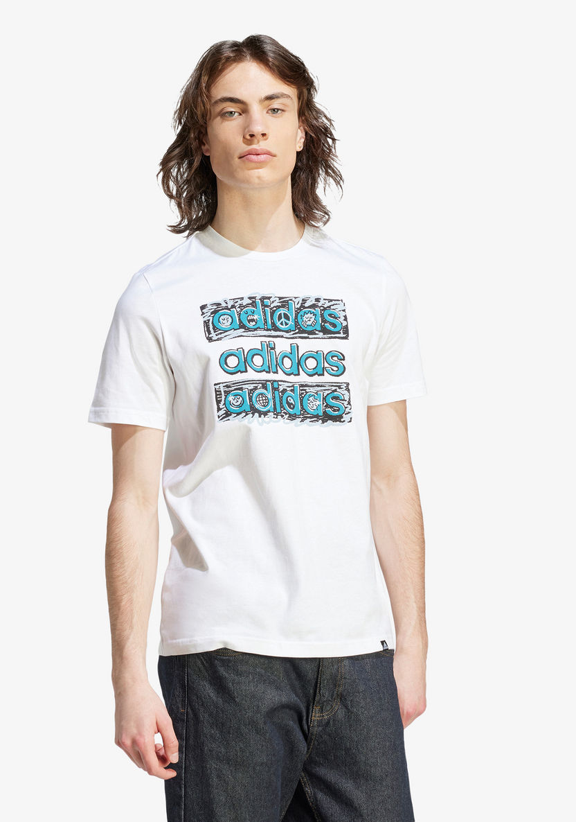 Adidas Logo Print T-shirt with Crew Neck and Short Sleeves-T Shirts & Vests-image-2