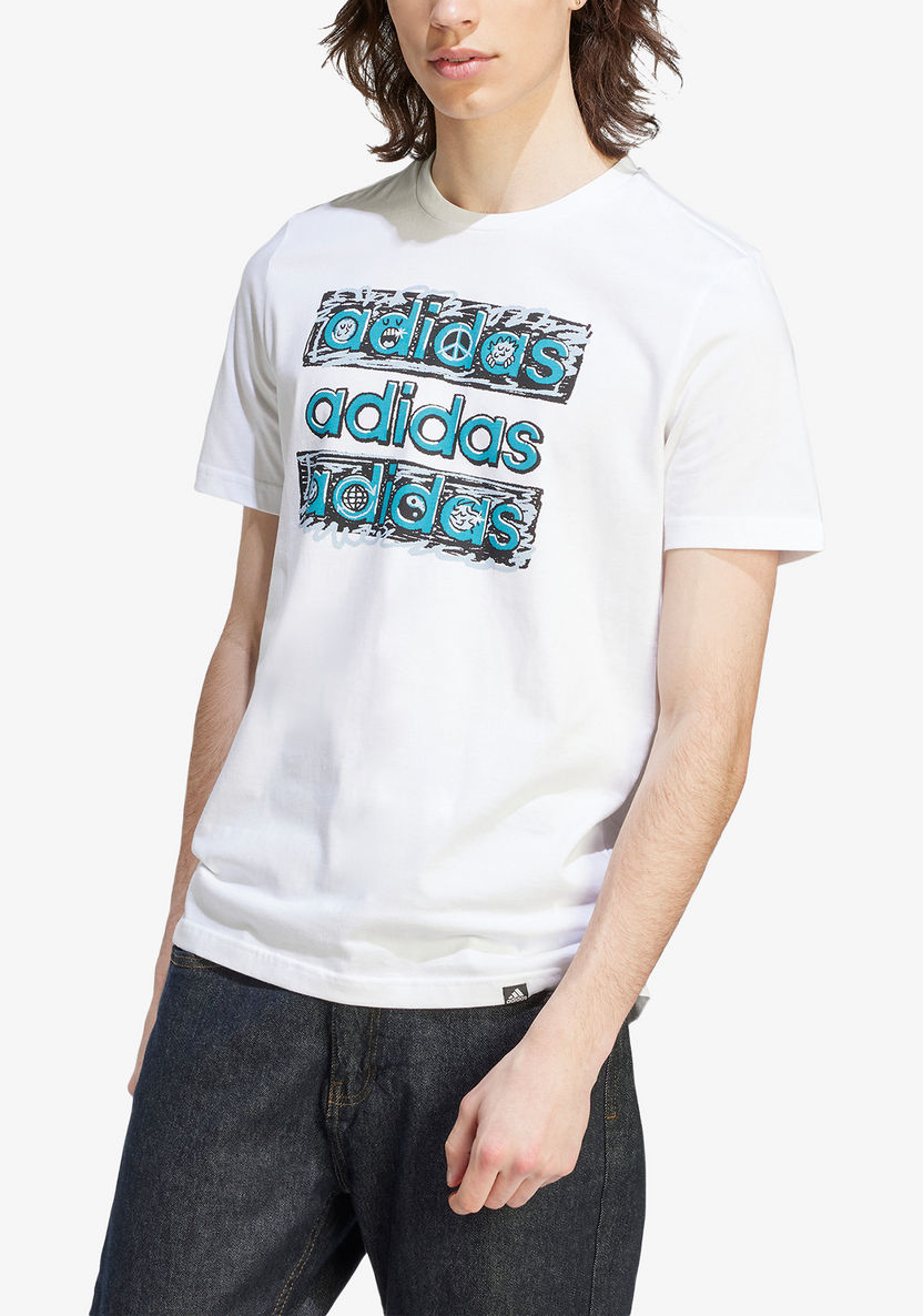 Adidas Logo Print T-shirt with Crew Neck and Short Sleeves-T Shirts & Vests-image-4