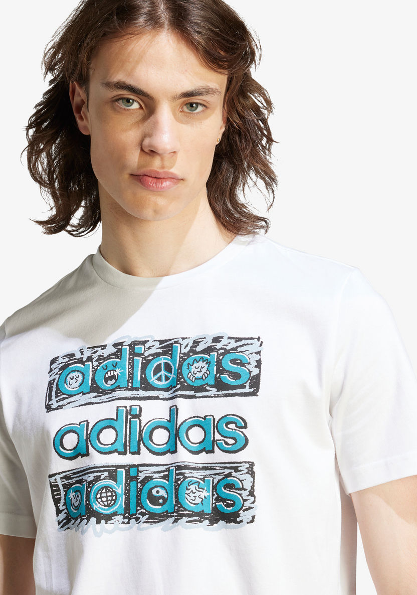 Adidas Logo Print T-shirt with Crew Neck and Short Sleeves-T Shirts & Vests-image-6