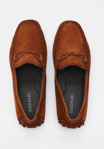 Duchini Men's Slip-On Moccasins with Braided Strap Detail