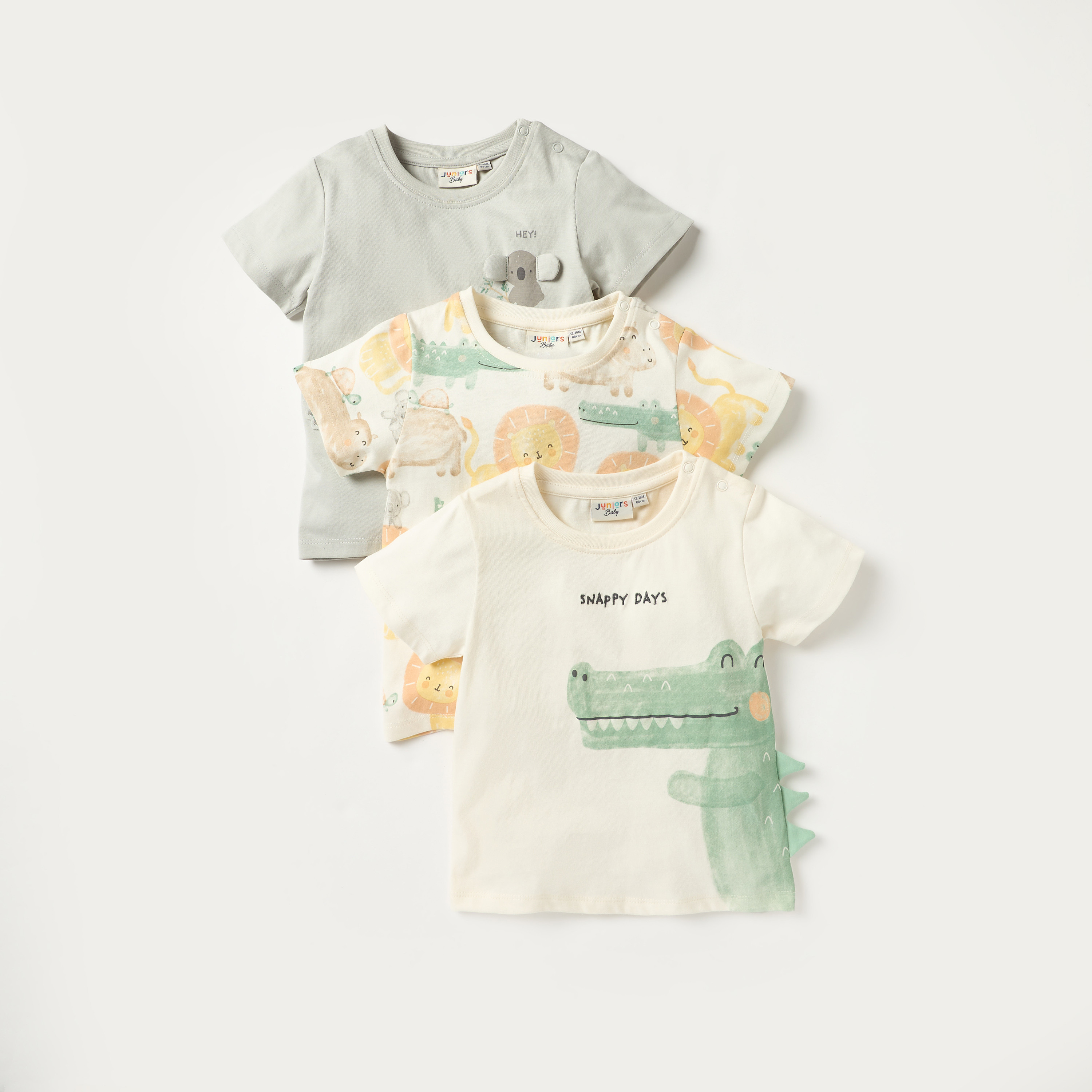 Juniors Animal Print Crew Neck T-shirt - Set of 3-baby-boys-clothing-tshirtsandpolos-image-1