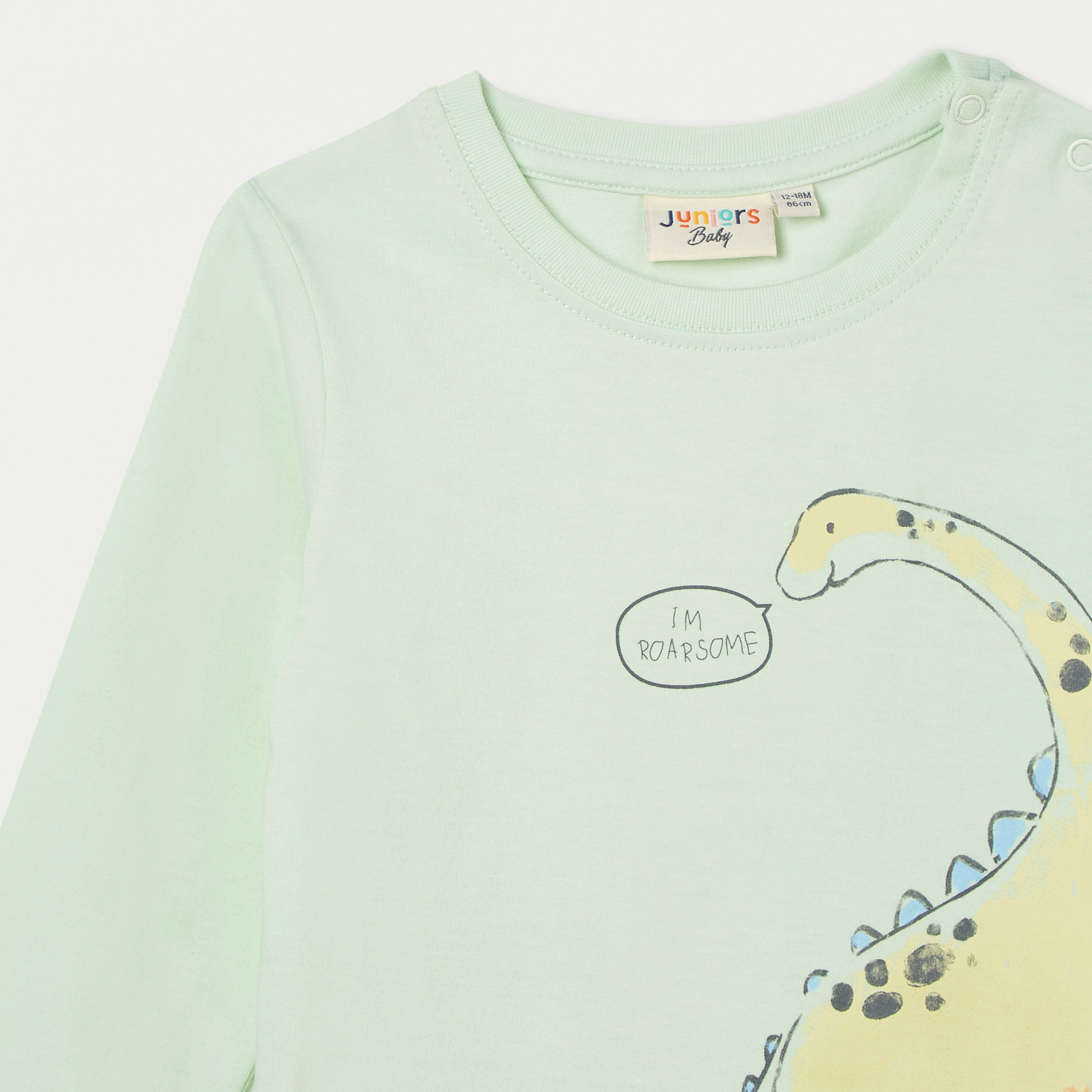 Juniors Dinosaur Print T-shirt with Crew Neck and Long Sleeves-baby-boys-clothing-tshirtsandpolos-image-3