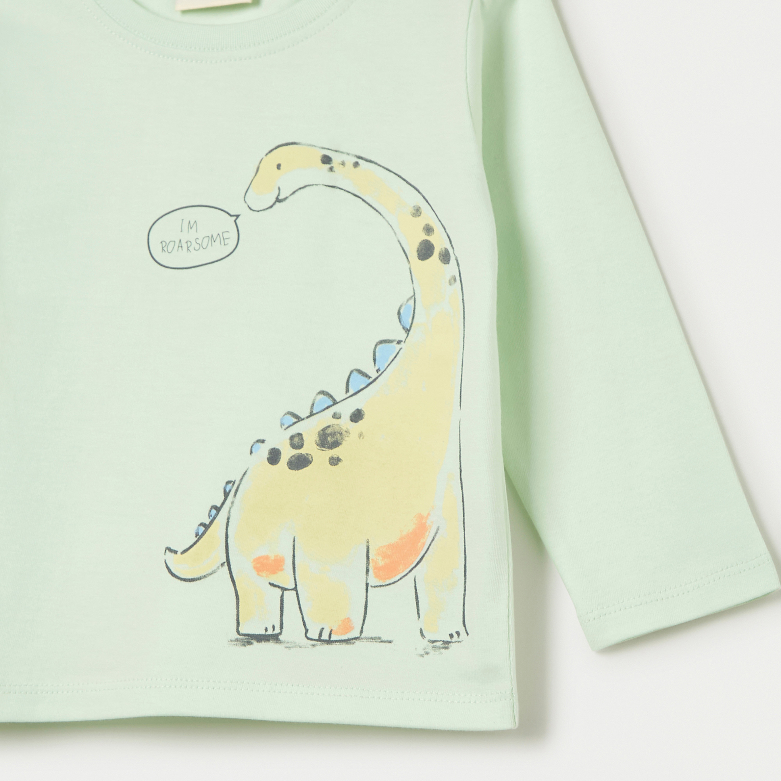 Juniors Dinosaur Print T-shirt with Crew Neck and Long Sleeves-baby-boys-clothing-tshirtsandpolos-image-4