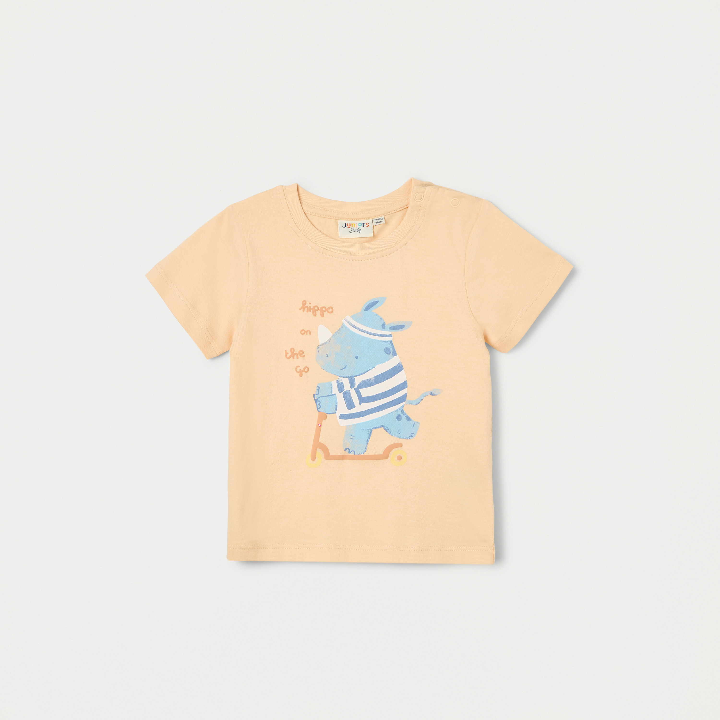 Juniors Rhinoceros Print T-shirt with Crew Neck and Short Sleeves-baby-boys-clothing-tshirtsandpolos-image-1
