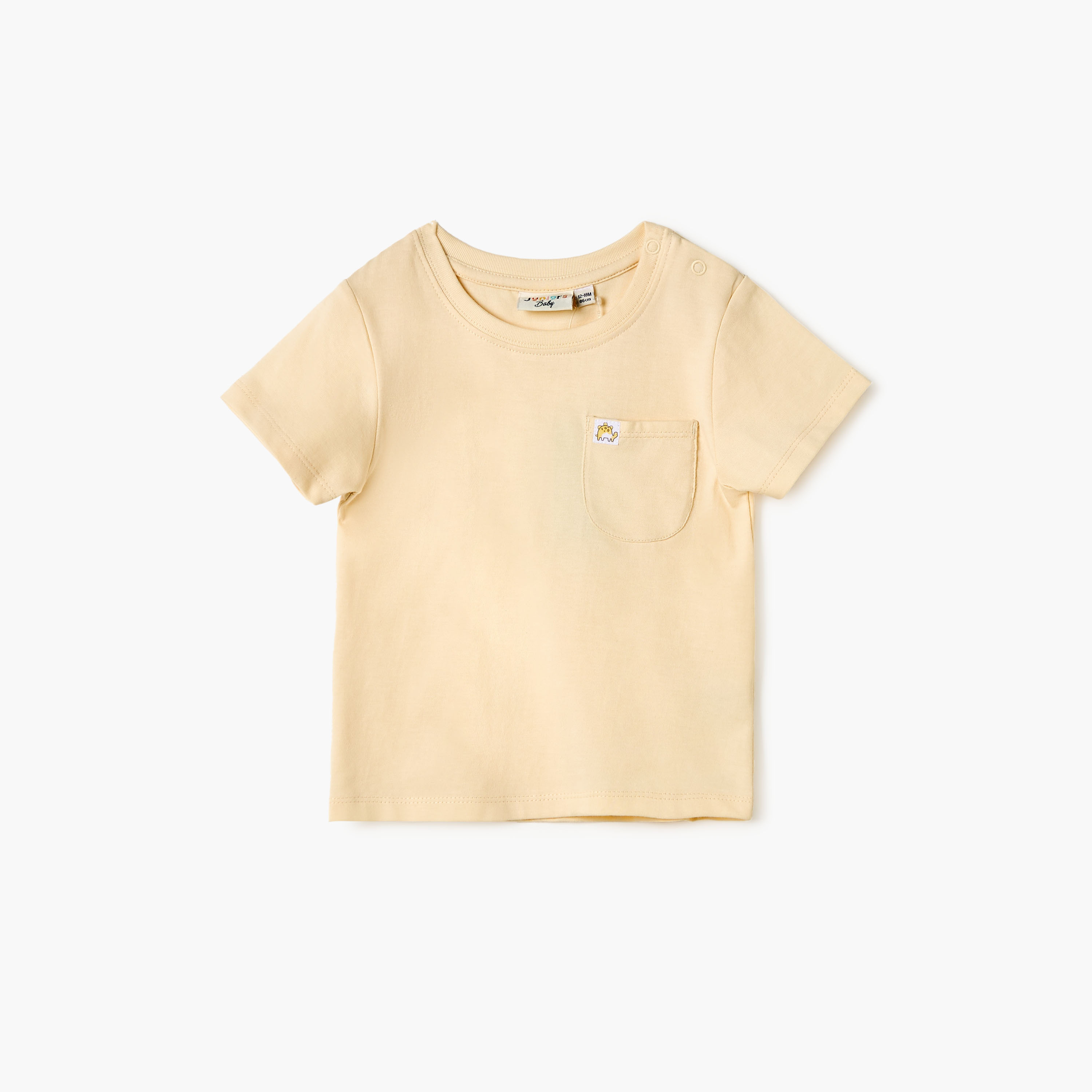 Juniors Solid T-shirt with Chest Pocket and Button Closure-baby-boys-clothing-tshirtsandpolos-image-1